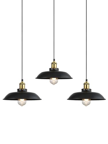 3 Pieces Black Pendant Lights E26 E27 Base Black Farmhouse 3 Pack-D28