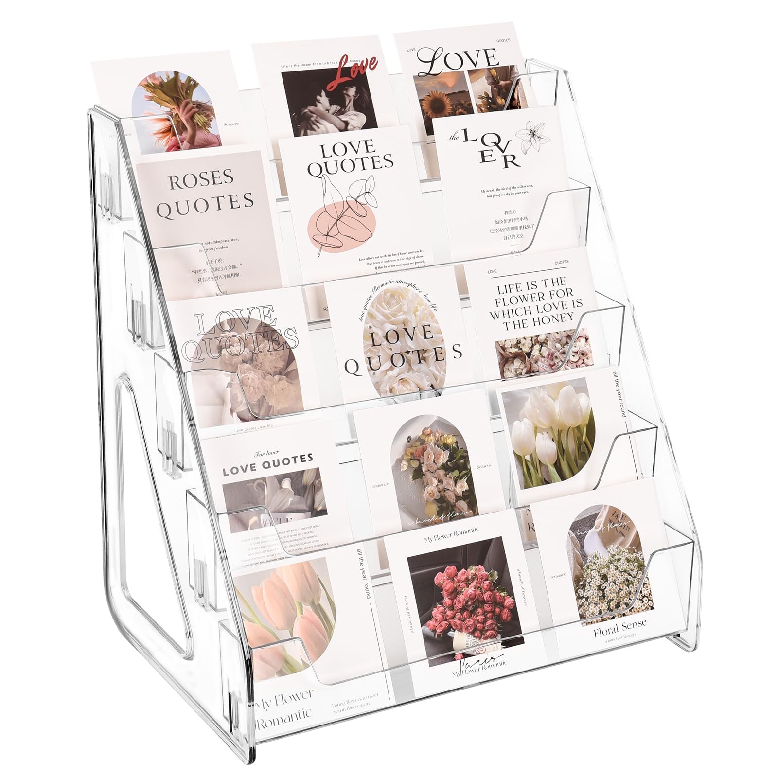 Upgraded 5 Tier Acrylic Card Display Stand, Clear Display for Greeting Cards,...