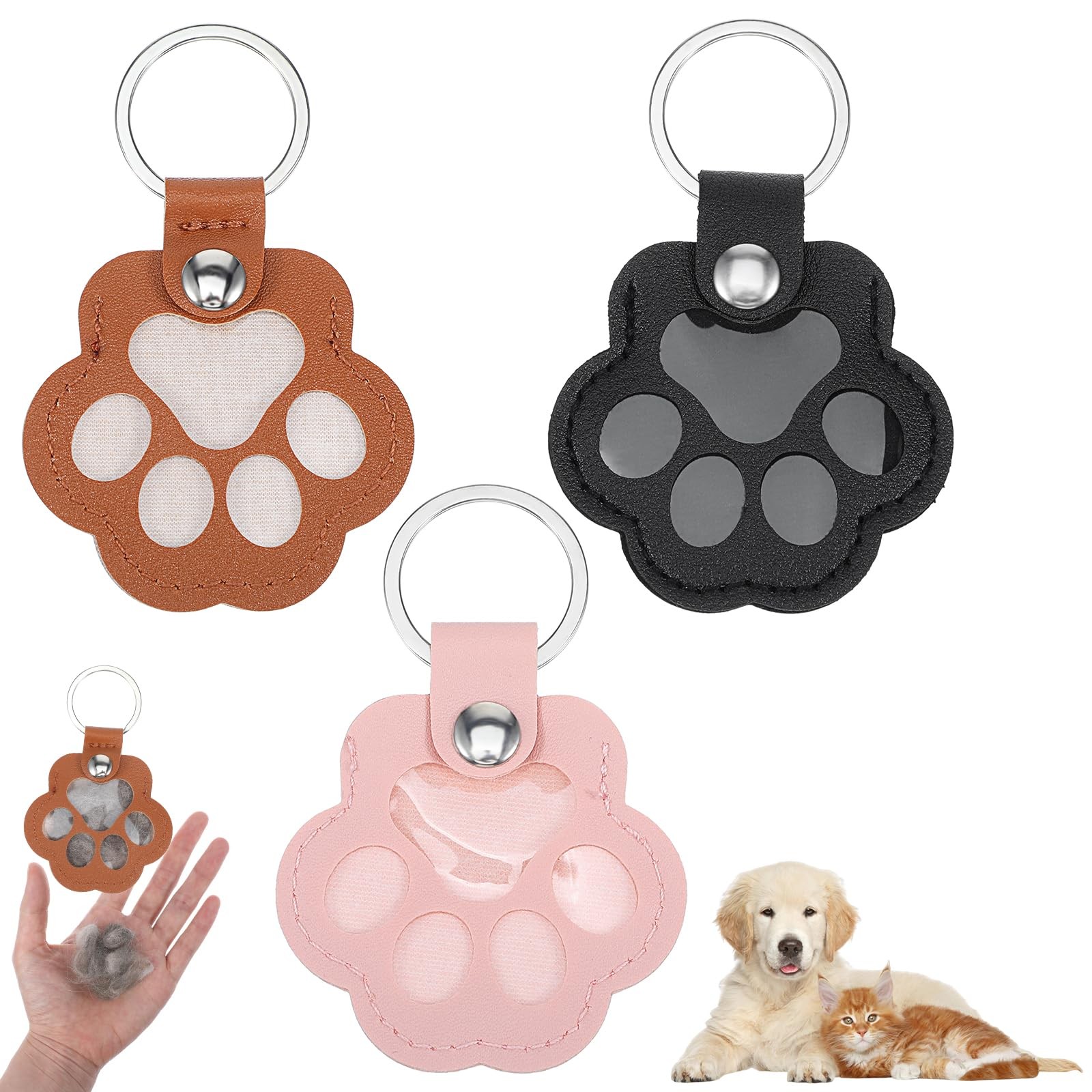 Mabor Pet Hair Keychain - 3Pcs Dog 3.54 x 2.36 x 0.28 inches, Multicolored 