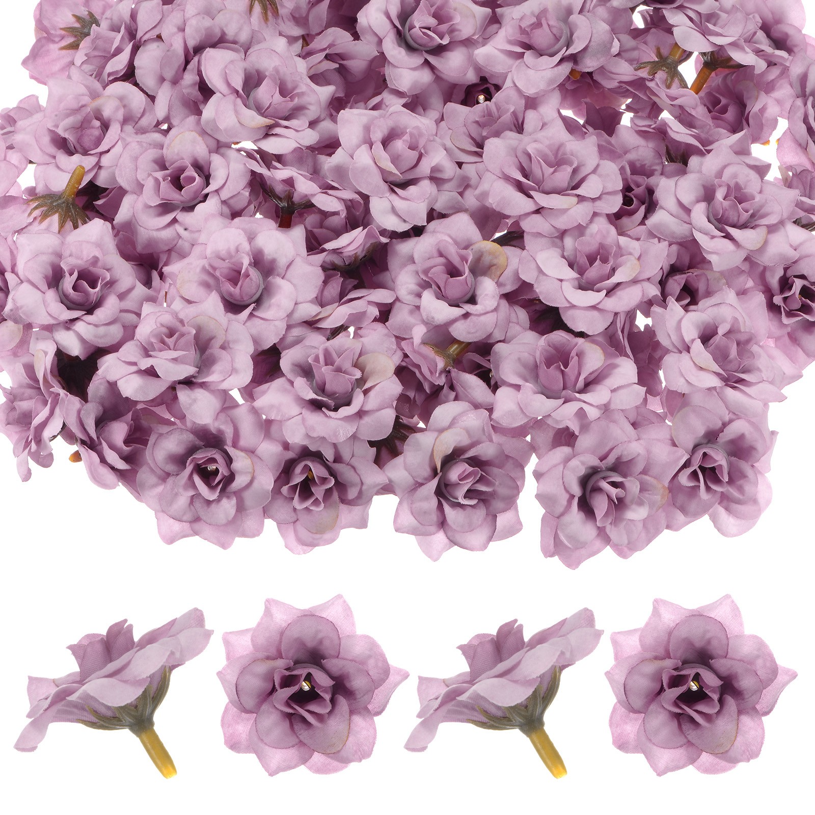 50-Pack Artificial Roses Heads, Silk Fake Rose Head for Bouquet [Dark Brown]