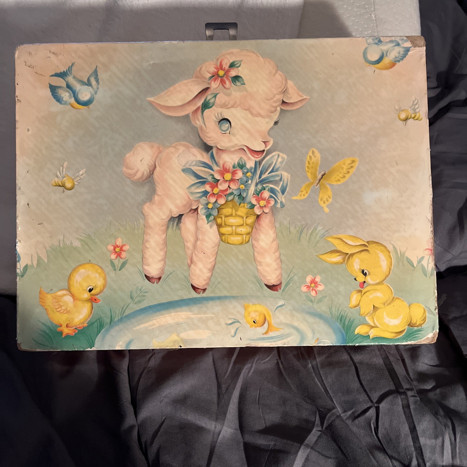 Vintage Baby Lamb Small Suitcase