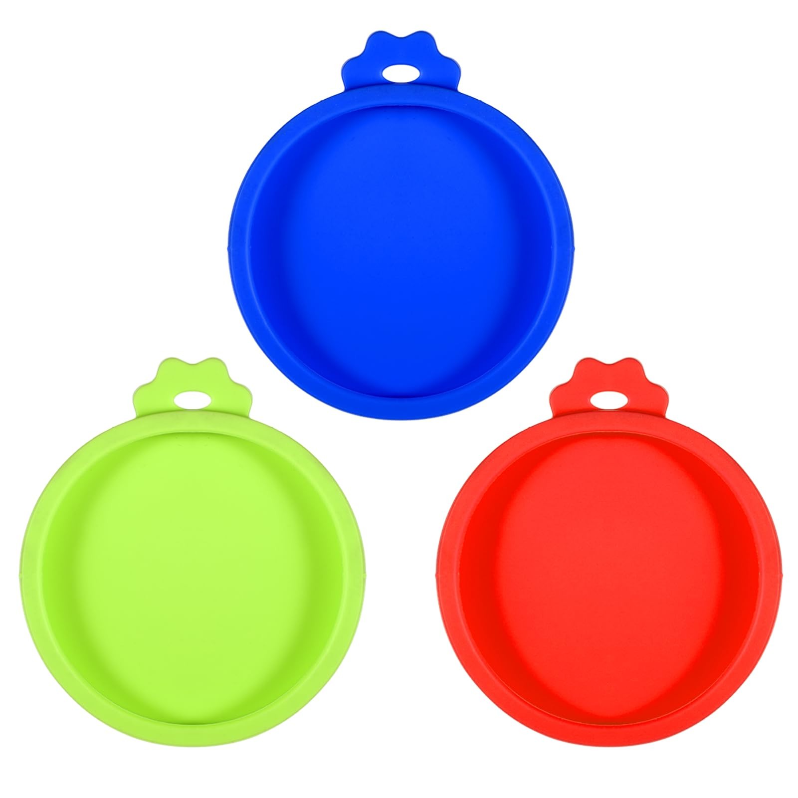 EupHHonycs 3 Pack Silicone Cat Food Can Lids Dishwasher Safe Blue,Red,Green 