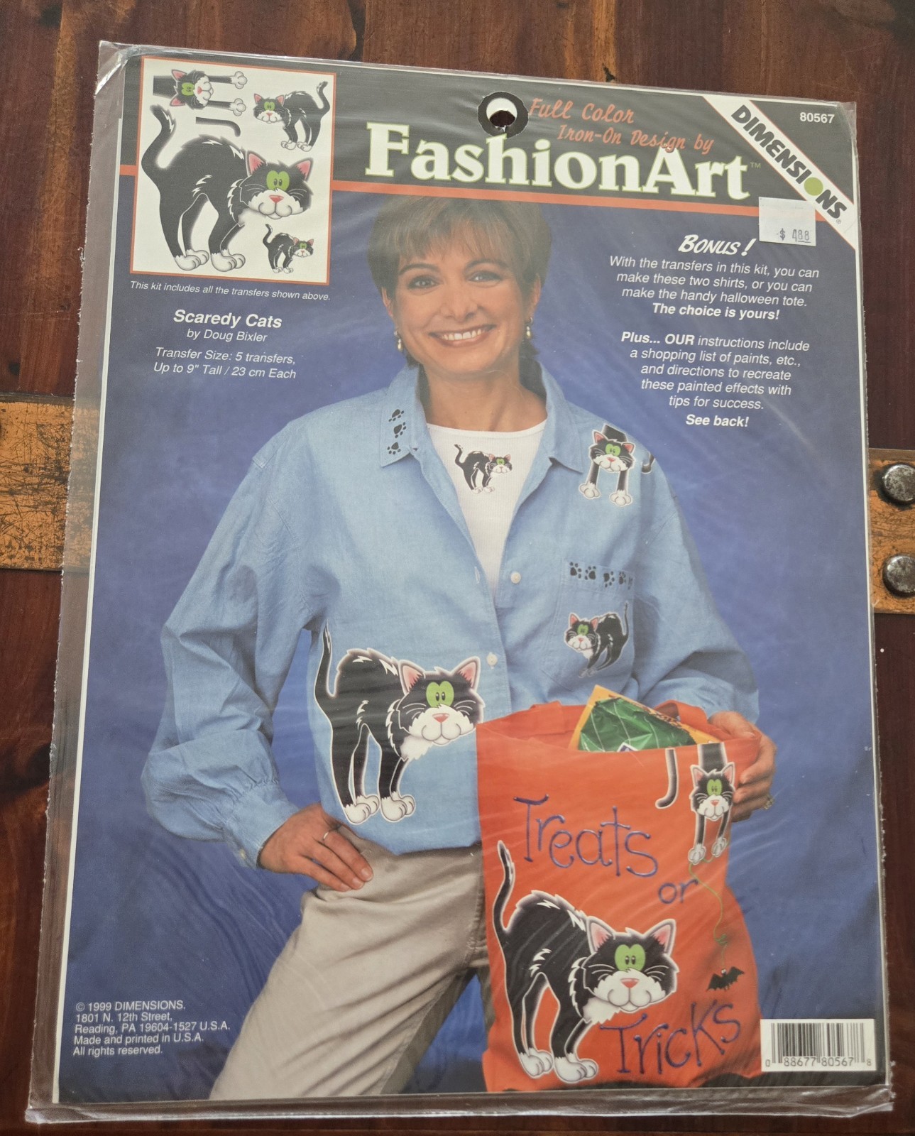 Vintage NOS Dimensions Iron-On Transfer 80567 Scaredy Cats Halloween