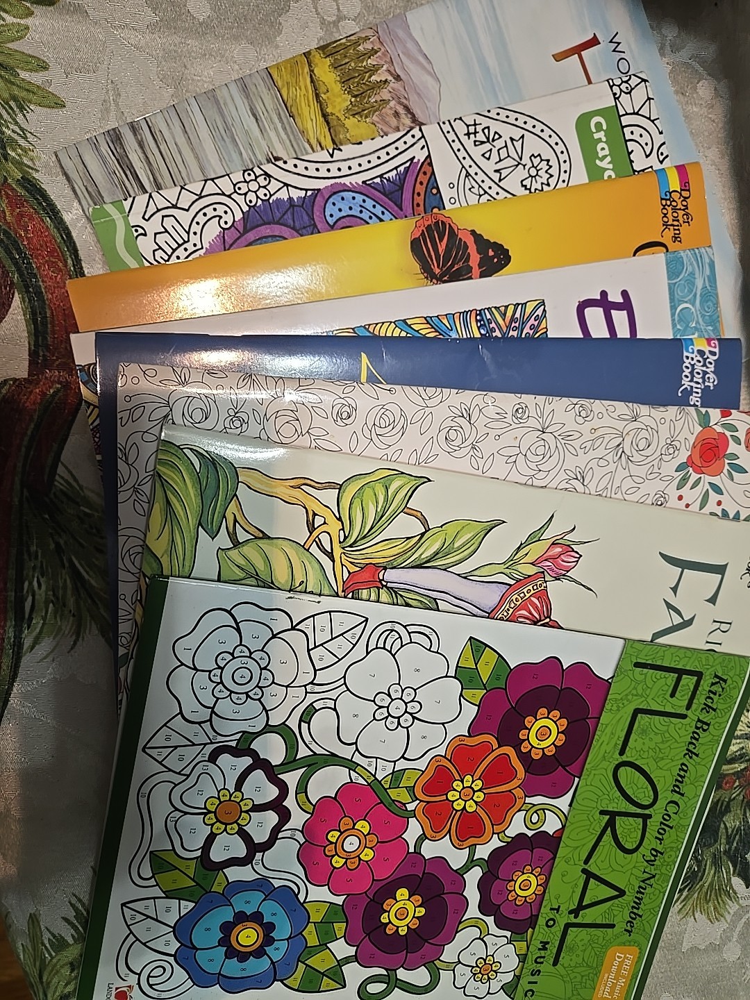 Lot Of 8 Adult Coloring Books: Flowers, Horses, Designs, Fairies