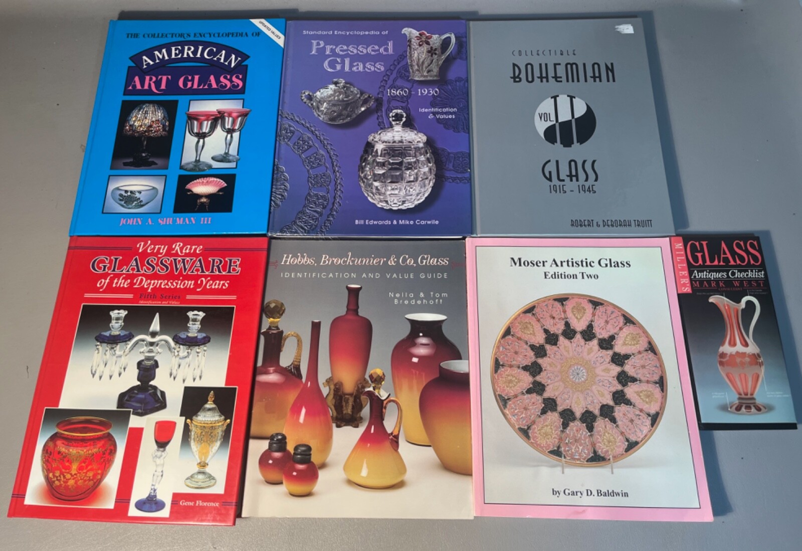 Lot 7 Glass Collector Books Moser, American Art Glass, Pressed, Depression,Boho