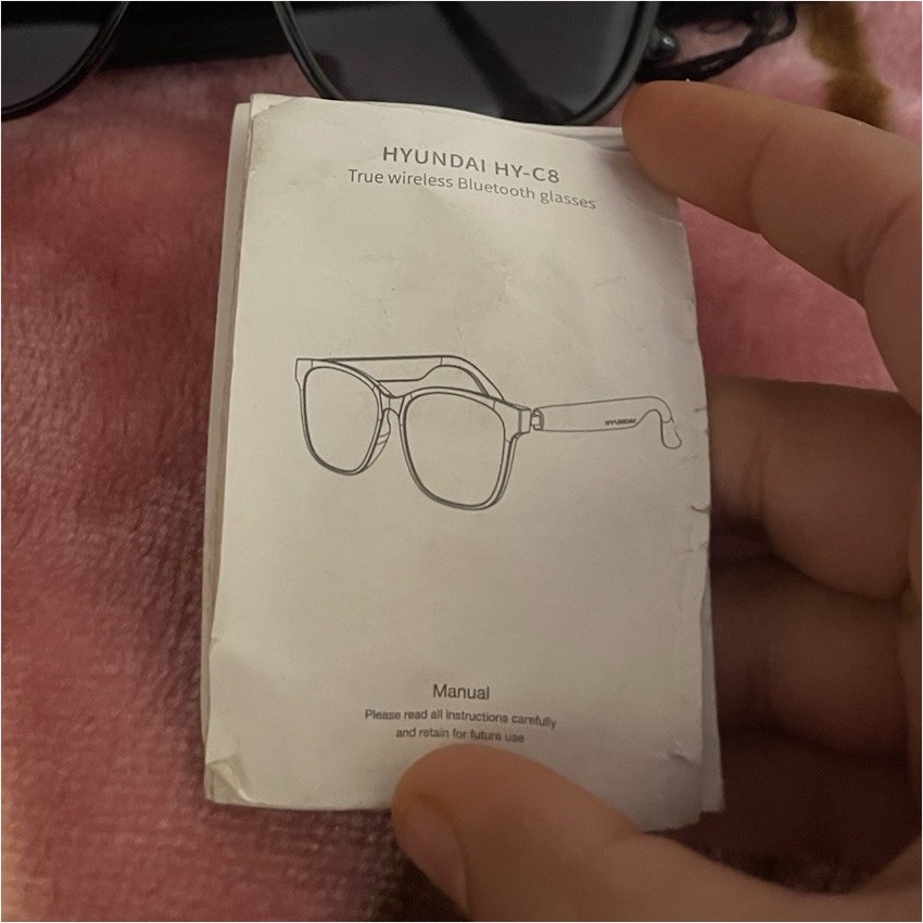 Hyundai HY-C8 True Wireless Bluetooth Smart Glasses Black with Manual and Case