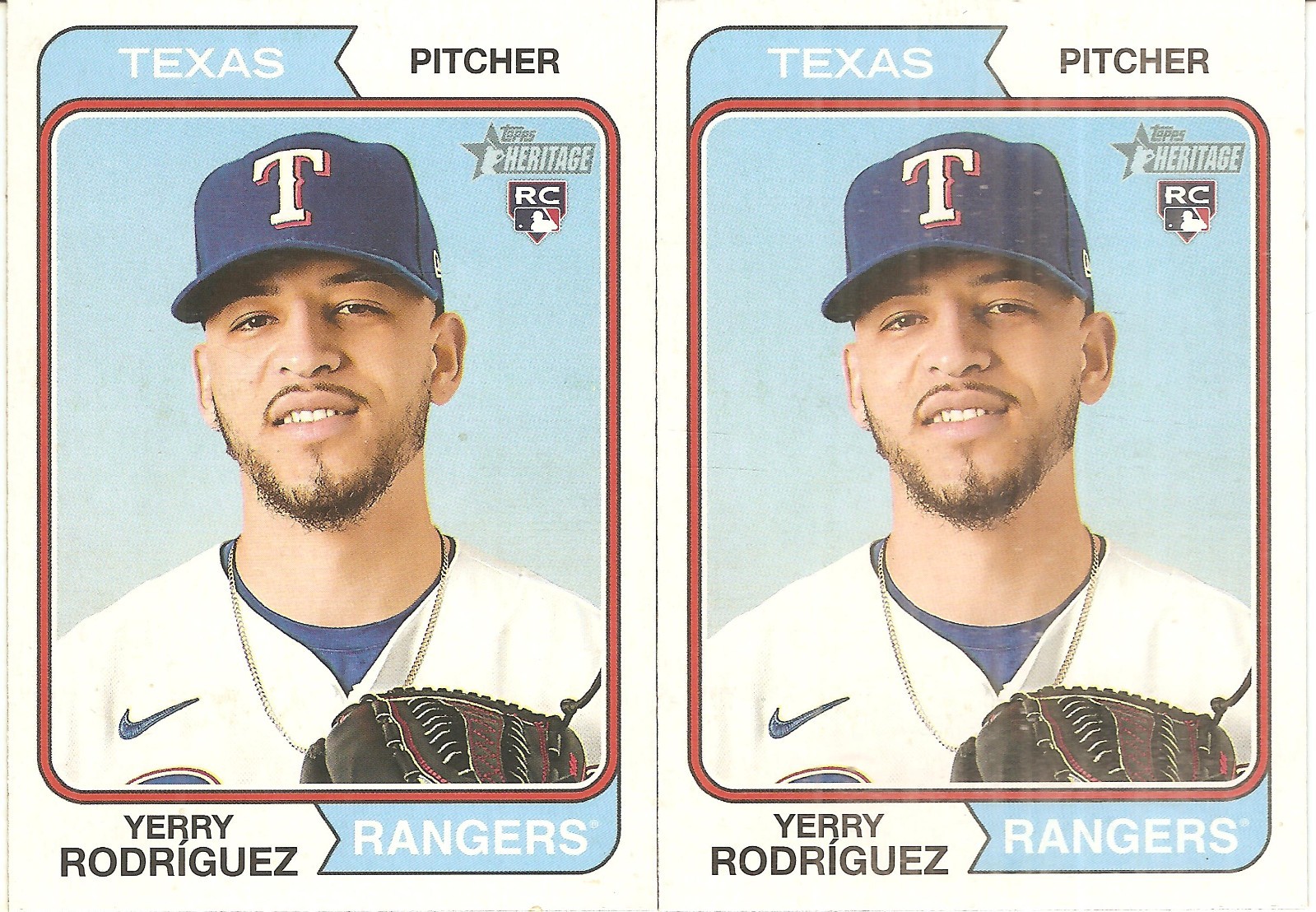 2 CARD 2023 TOPPS HERITAGE YERRY RODRIGUEZ ROOKIE BASEBALL CARD LOT