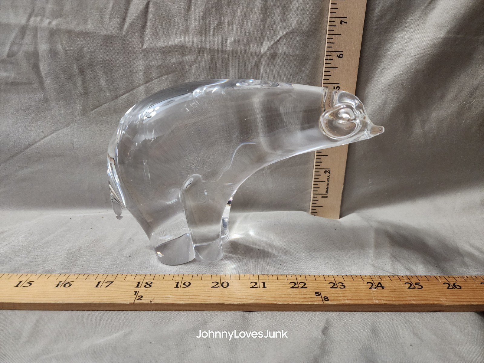 Vintage Crystal Glass Polar Bear Statue Figurine Flawless Shape 