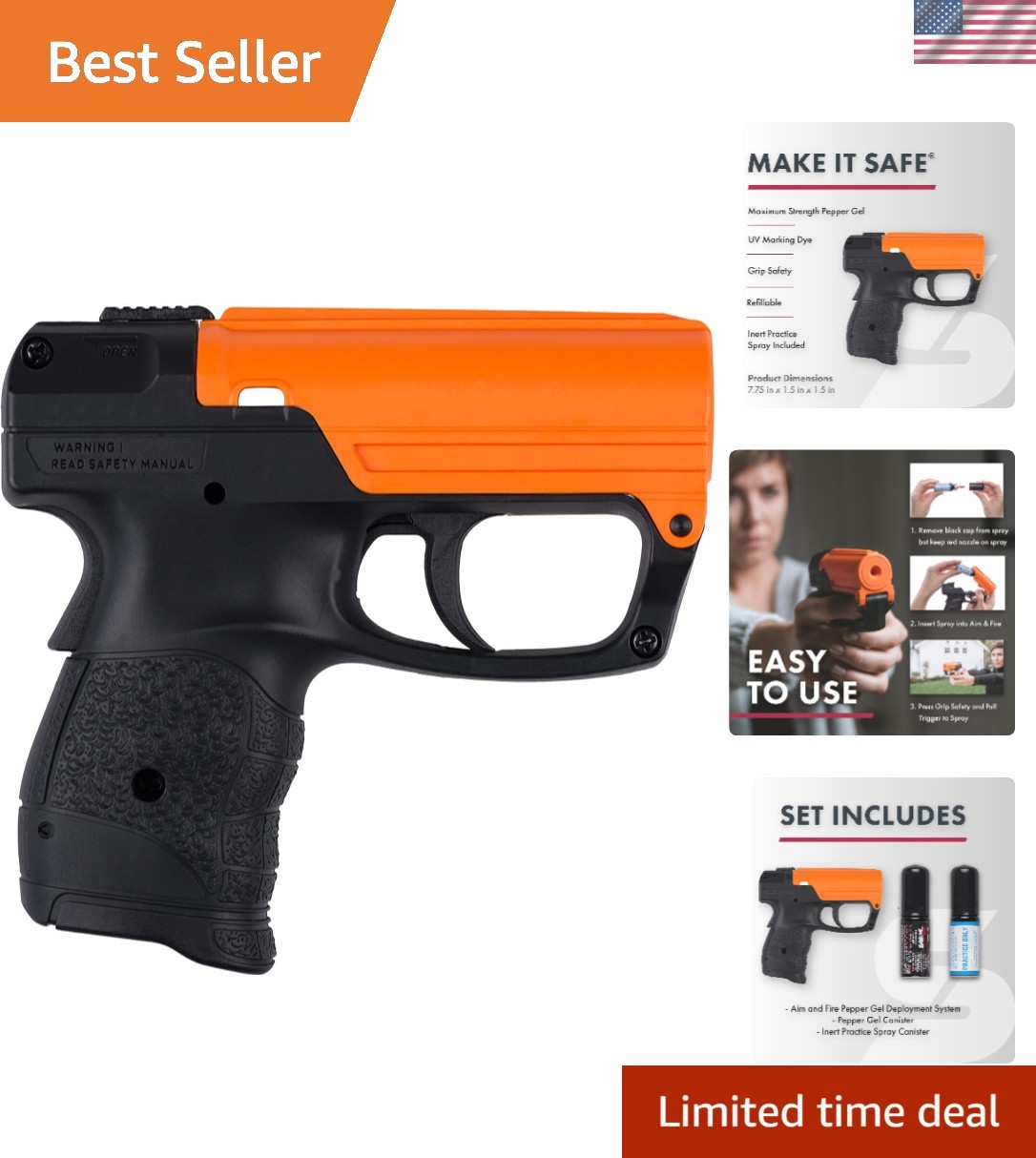 Aim and Fire Pepper Gel with Trigger System - 15-Foot Range for Maximum Safety