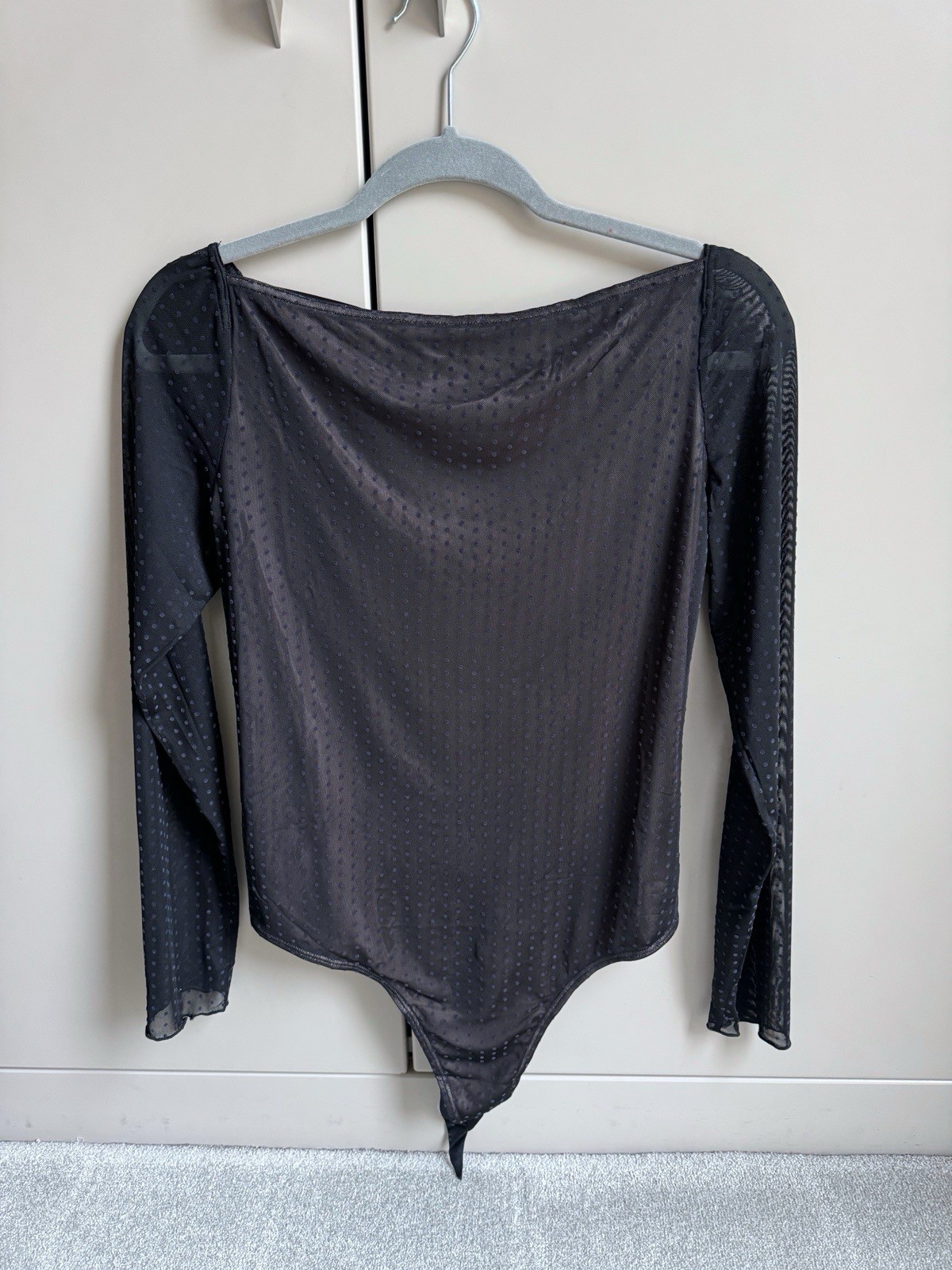 Urban Outfitters Black Sheer Mesh Tie-Back Bodysuit Size Large – Ballet Core