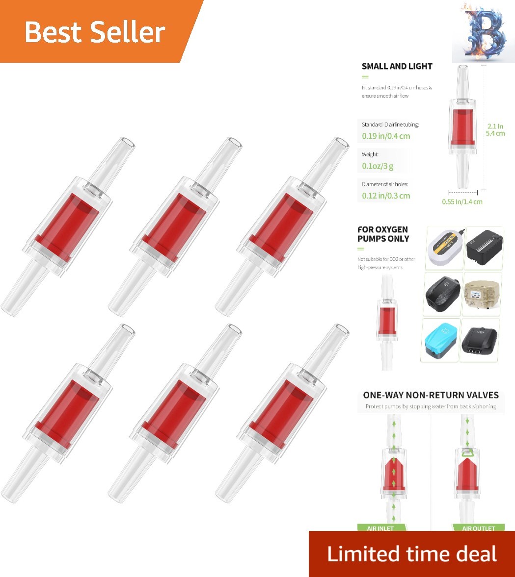 6 Pack Plastic Aquarium Non-Return Check Valves for Optimal Fish Tank Aeration