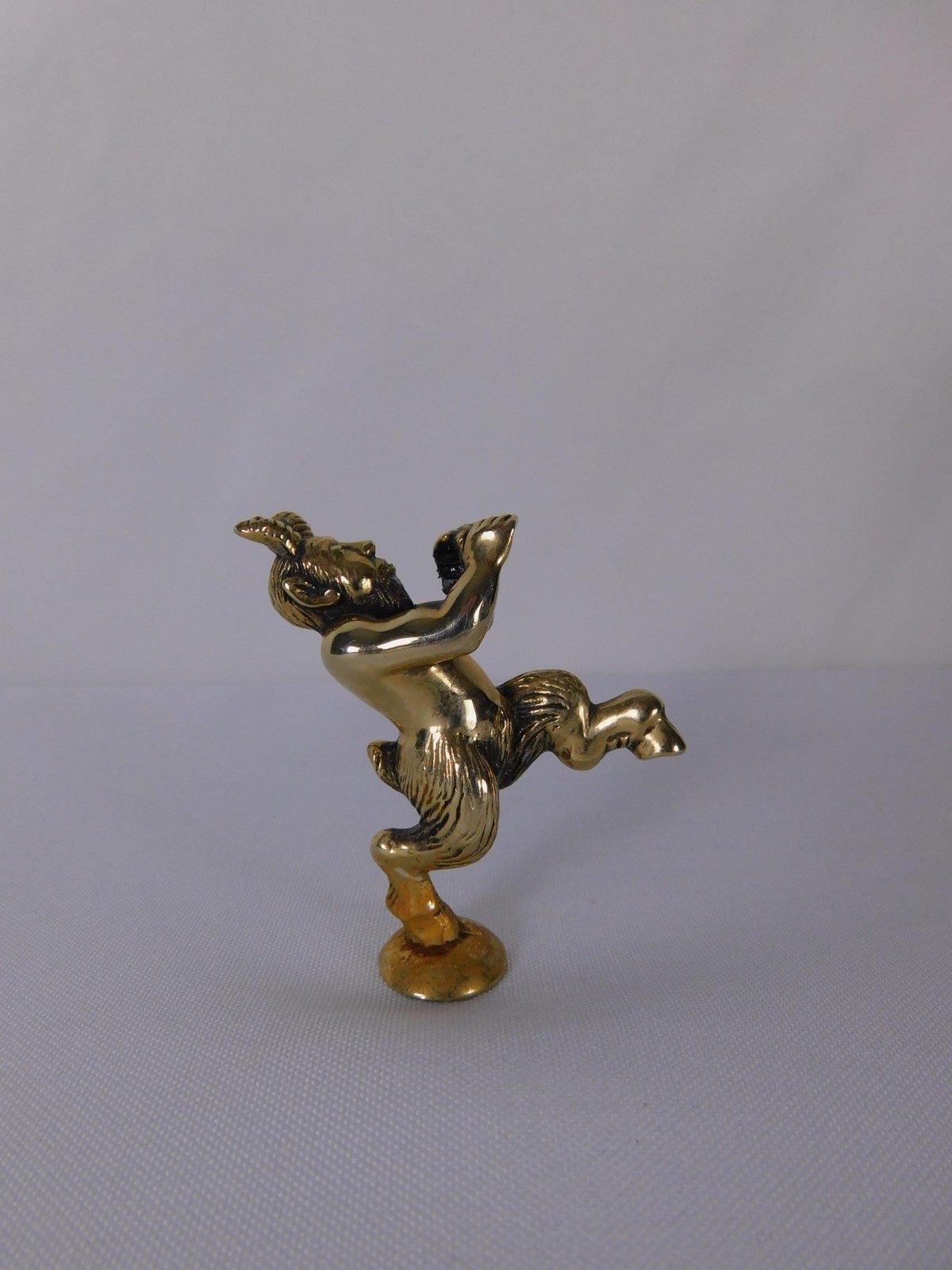 Mini Papo Satyr Faun Figurine Brass Tone Gold Metal Fantasy Pagan Altar Decor