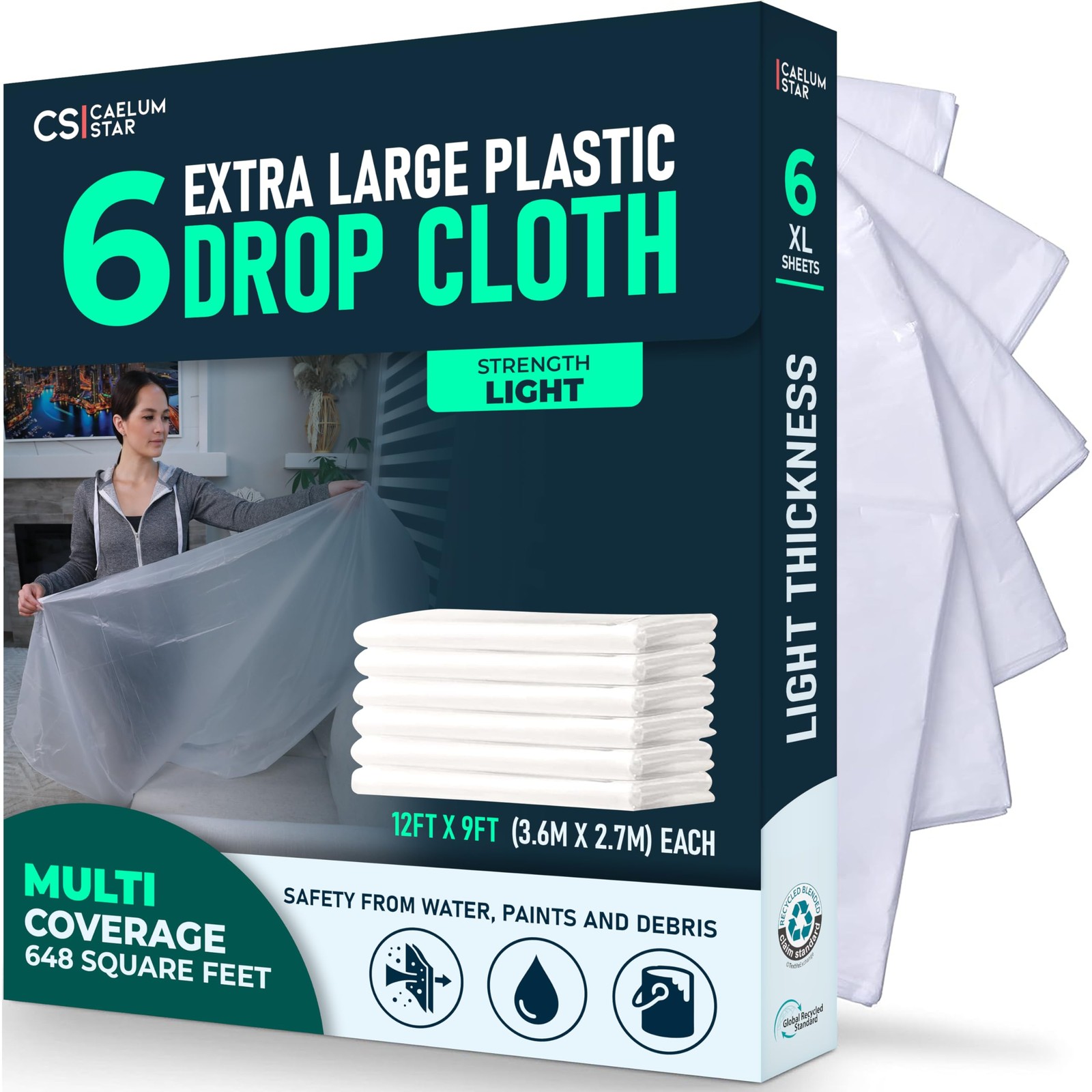 Caelum Star 6 Pack Extra Large Clear Painter's Drop Cloth 6 PK - Light, 