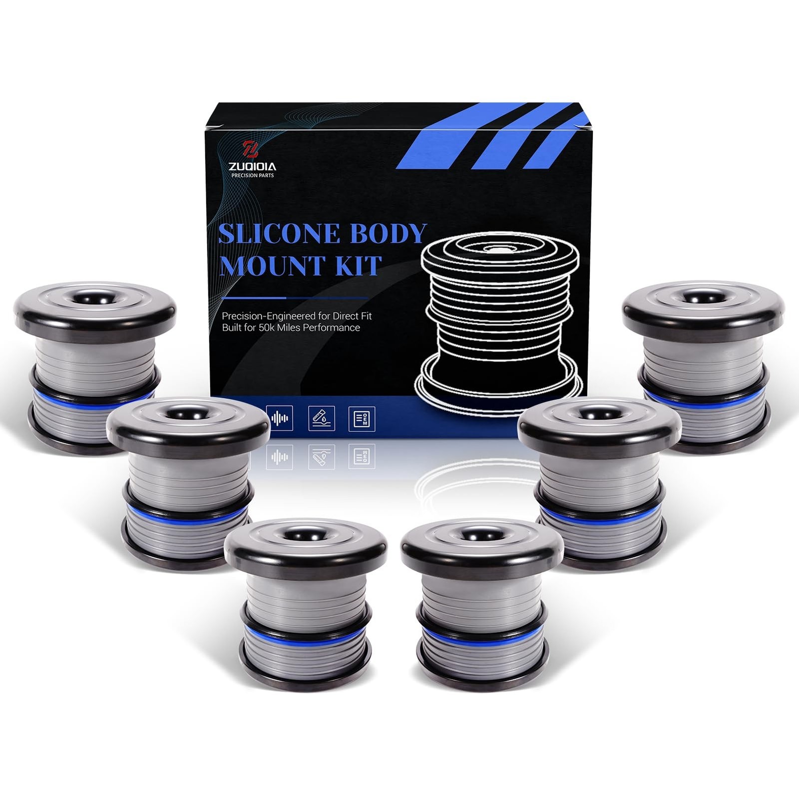 6 Pack Silicone Body Mount Kit Compatible with 2008-2016 Ford F250 F350 2WD 4...