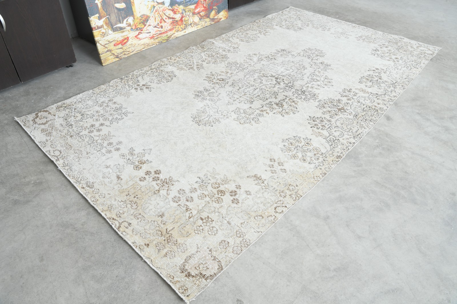 5x9 area rug, handmade vintage turkish rug, faded oushak rug, home decor rugs,77