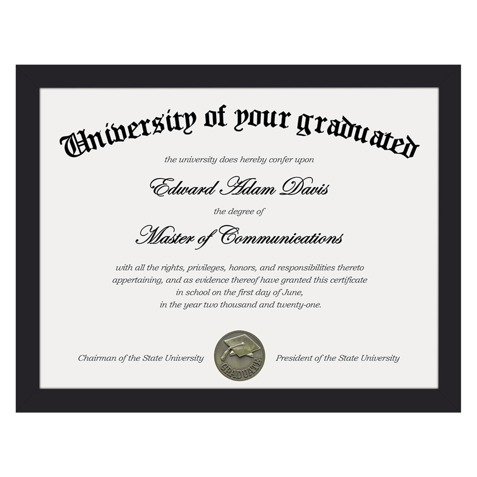 upsimples Certificate Frame with Clear Plexiglass, 8.5 by 11 8.5x11, Black 