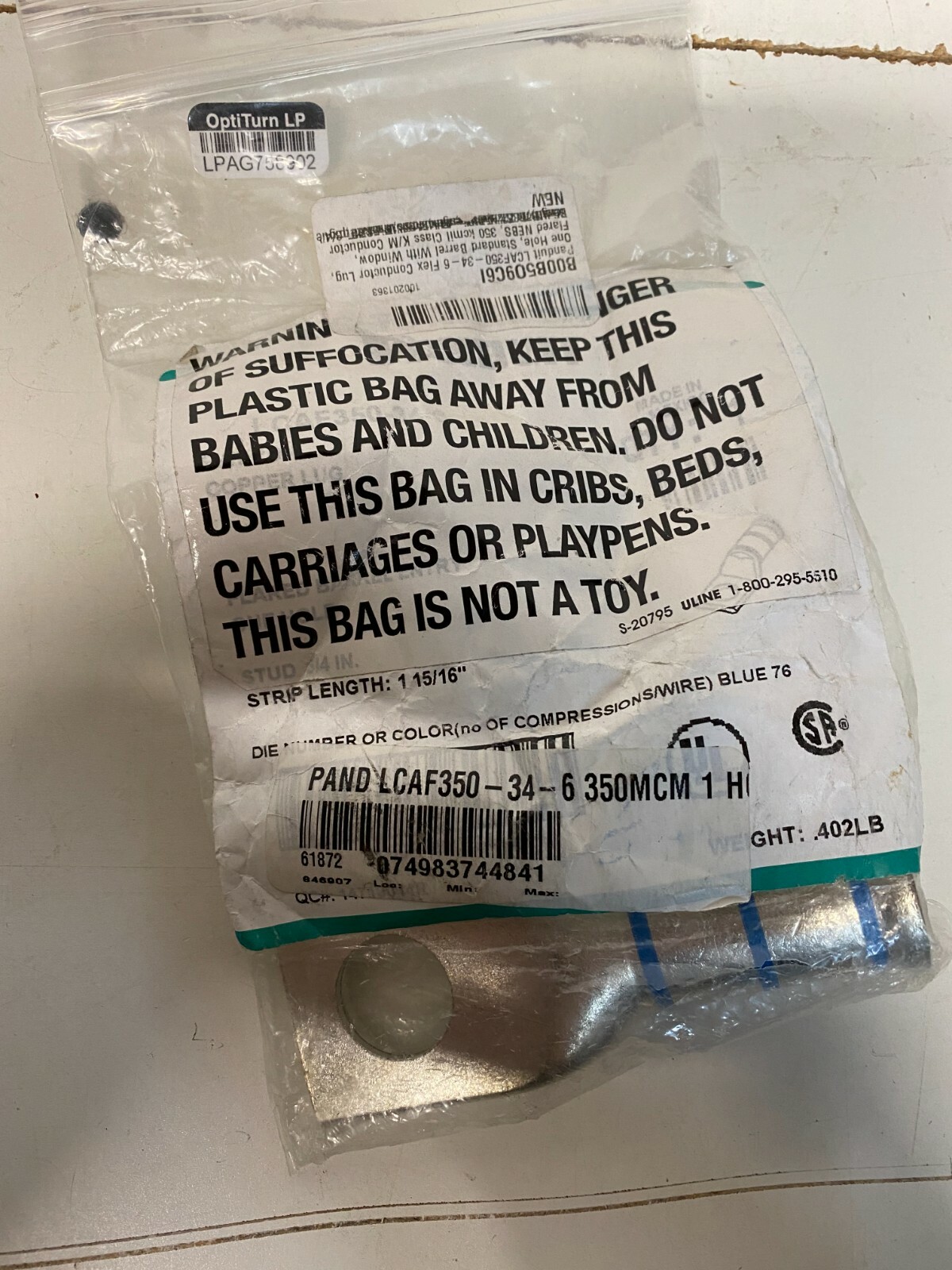 PANDUIT LCAF350-34-6 Lug Compression Connector Blue Pie P76 119 C09