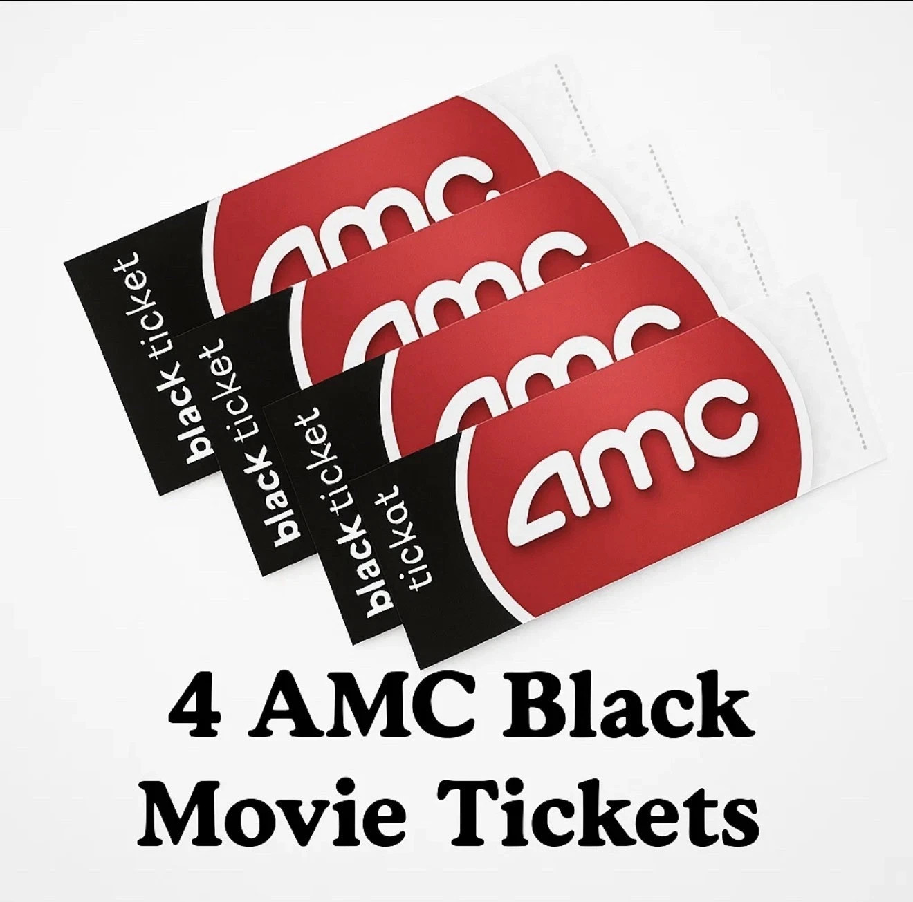 4 AMC Movie Theatres Black Ticket, No Expiration *15-Min e-Delivery Automated!*