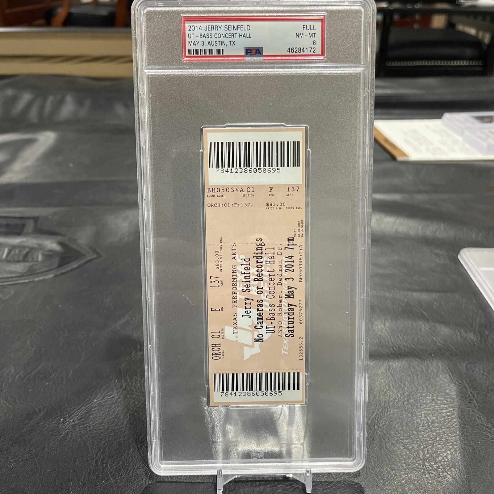 2014 Jerry Seinfeld University of Texas Bass Concert Hall Full Ticket PSA 8