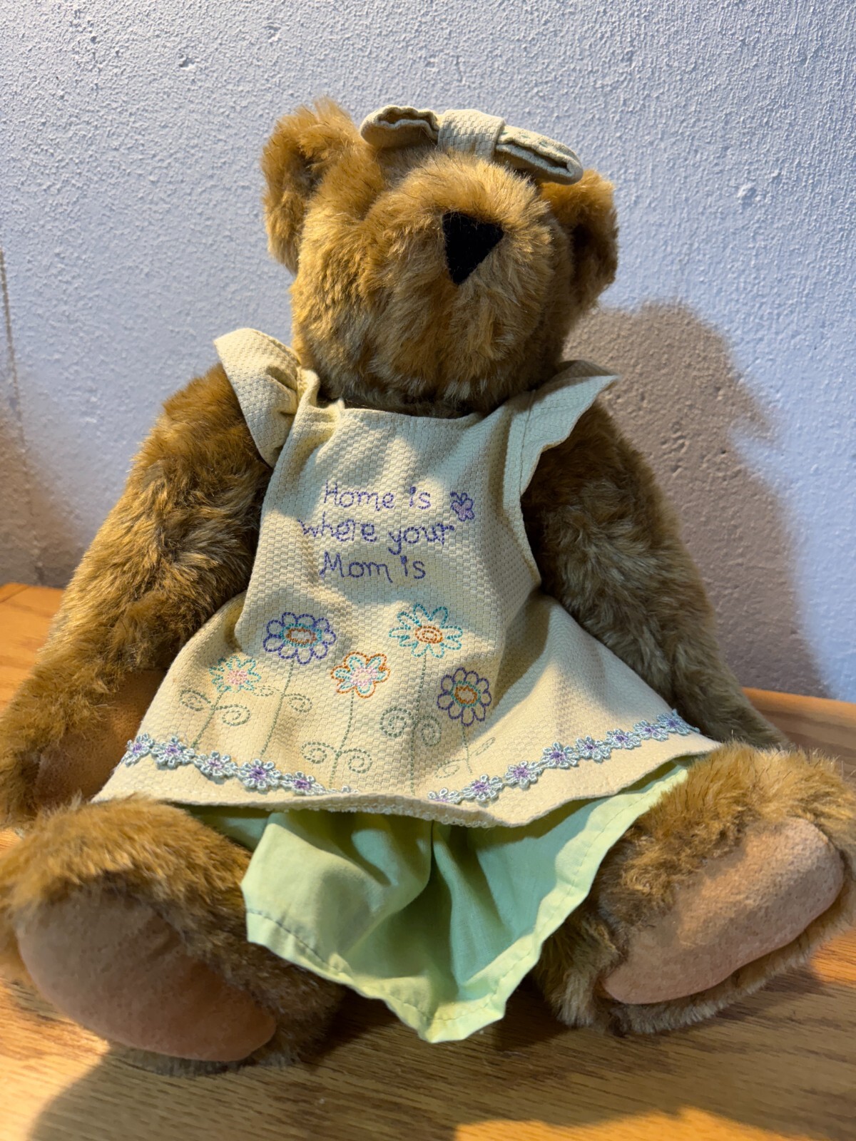 Vermont Teddy Bear Brown Home Is Where Your Mom Is Plush Jointed 16" Mothers Day
