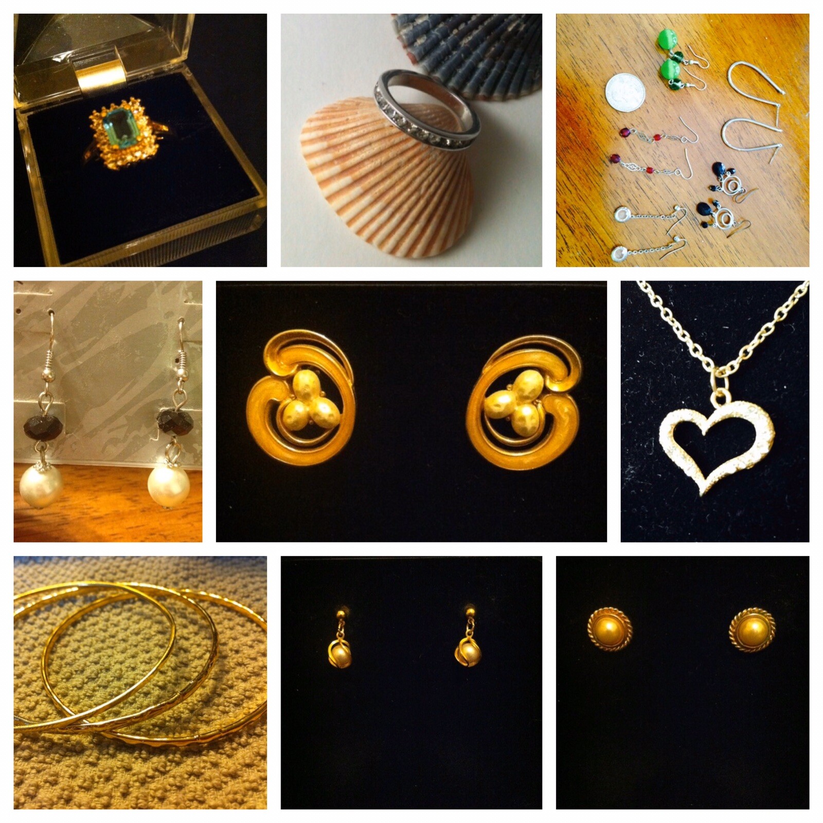 Costume Jewelry Resellers Box 13 Pieces Bangles Earrings Necklace Ring