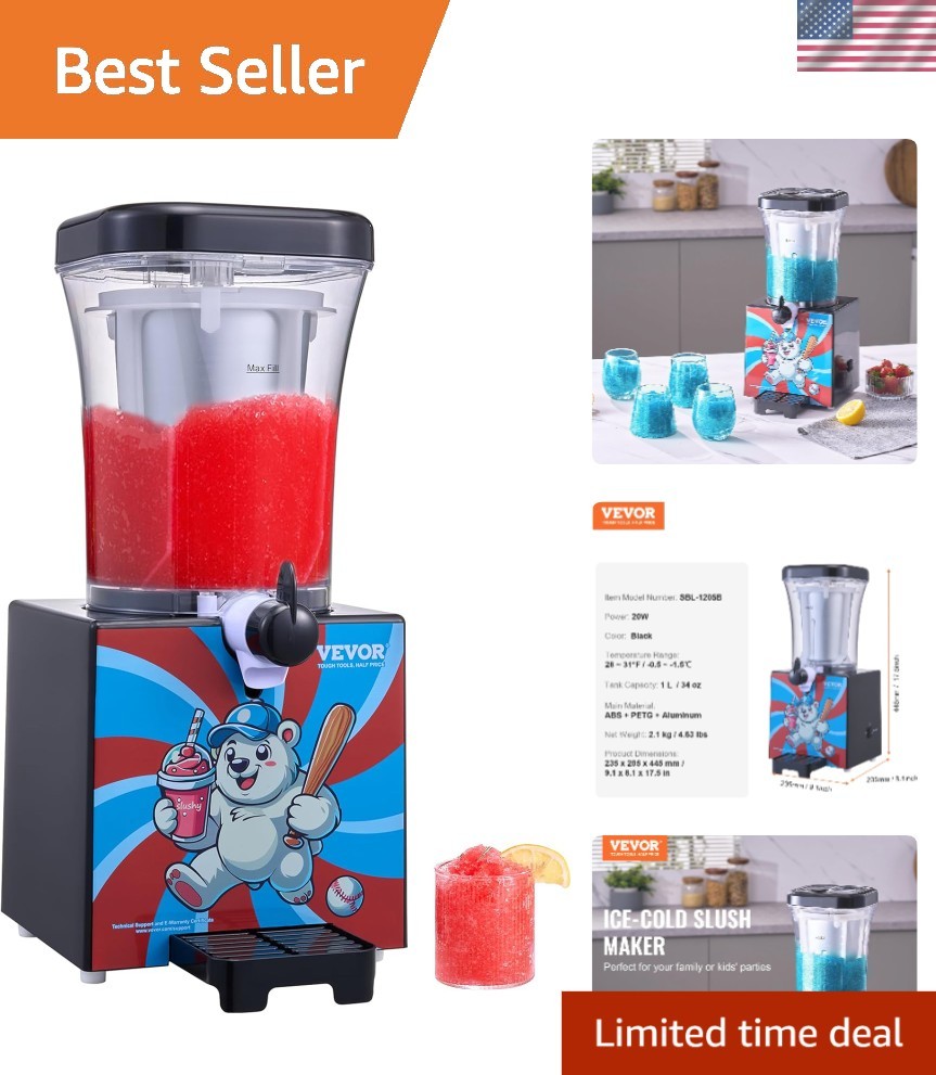 Compact 34oz Slushy Machine - Perfect for Parties, Gifts & Gatherings