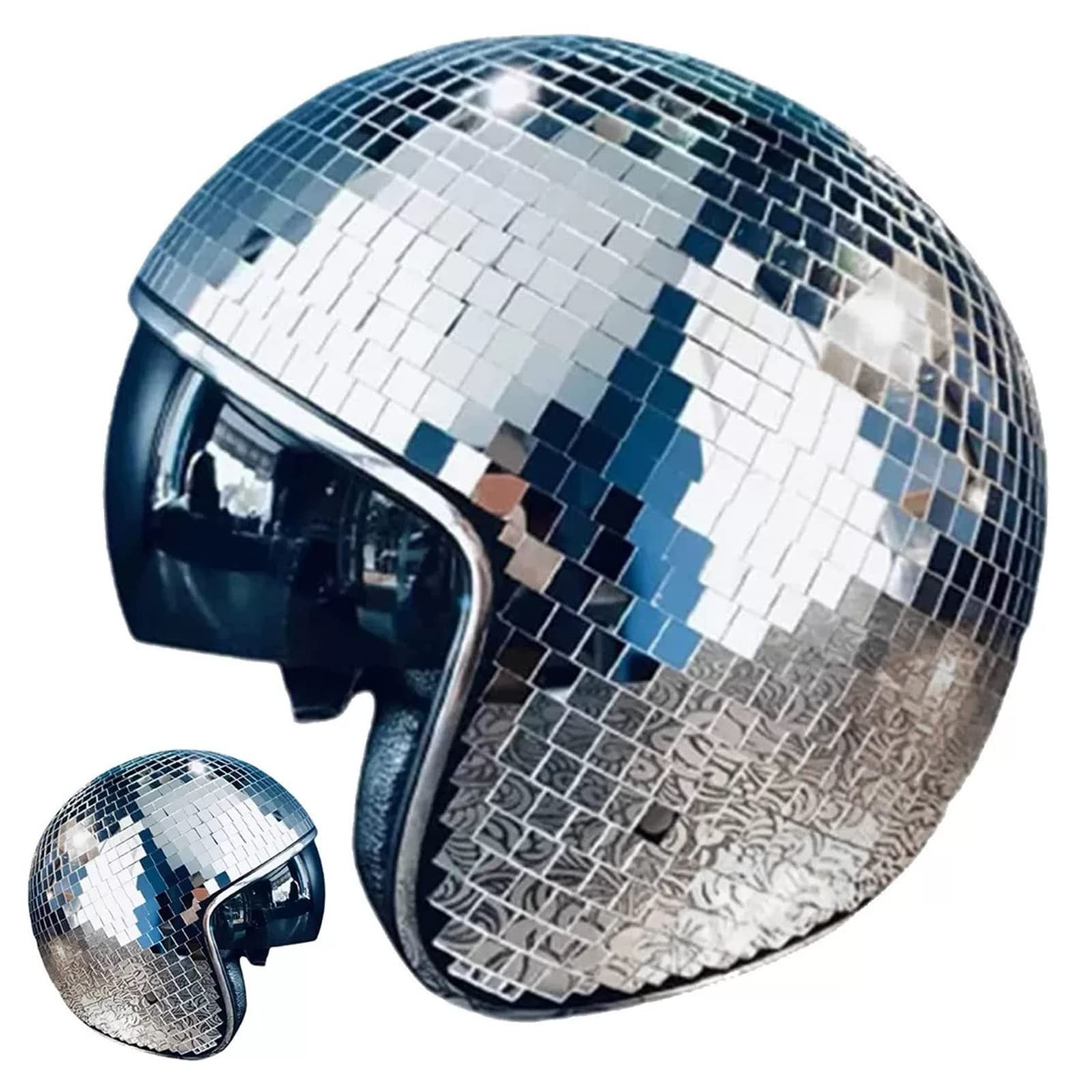 YIZUPTC Disco Ball Helmet Party Decoration Glitter Glass Cap with Retractable...