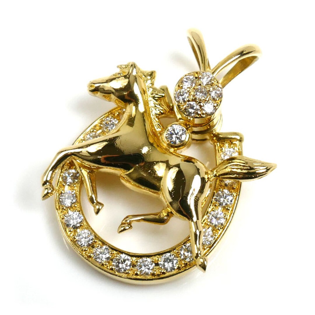 Peace Hall K18YG Yellow Gold Pendant Top Diamond 0.60ct 9.3g Used KOER-0