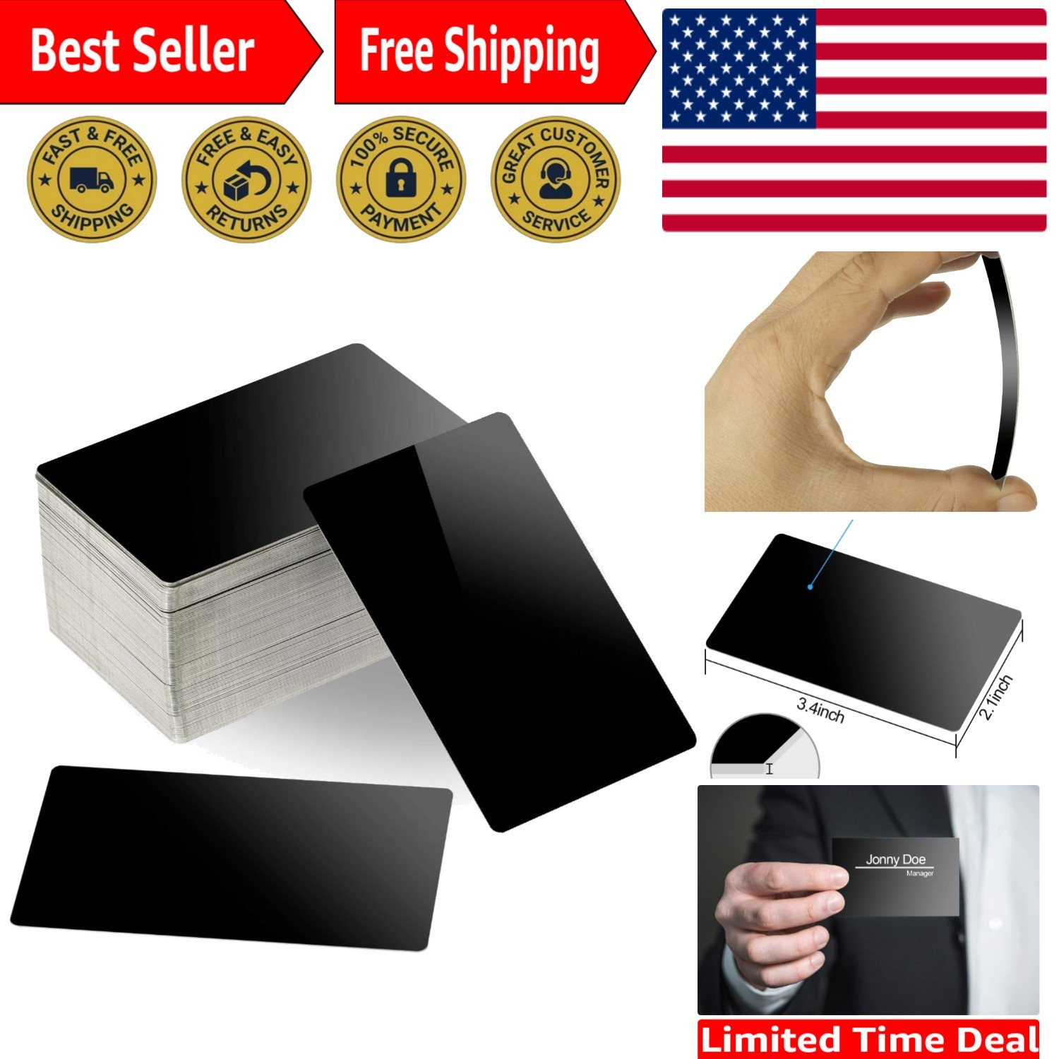 Versatile 100 PCS Heavy-Duty Aluminum Name Cards - Personalized & Gift-Worthy