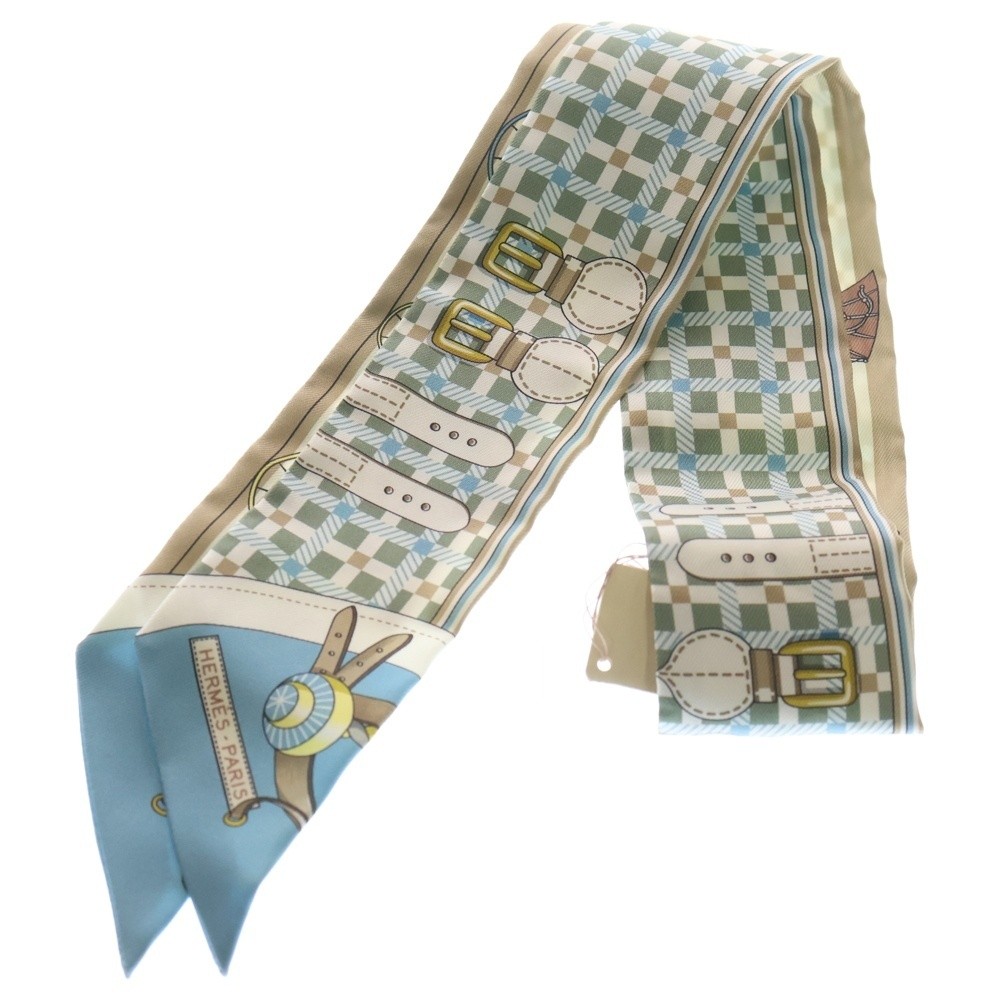 HERMES Scarf Silk Size 86.5cm x 5cm Horse-Drawn Carriage Pattern Blue Women's