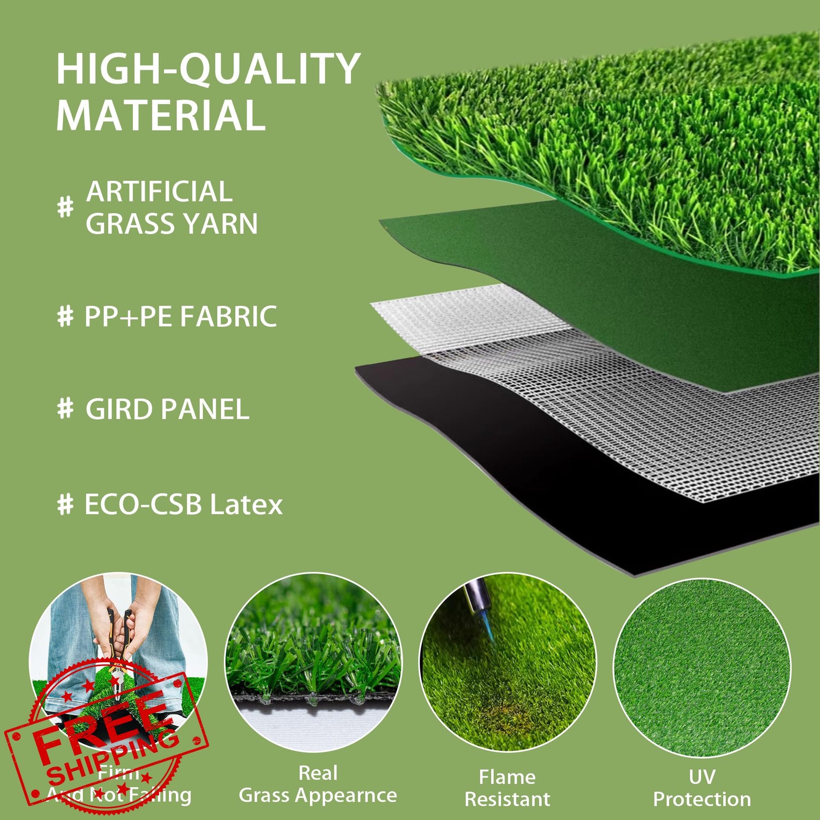 VERDIGRASS Artificial Grass Mat 12x12 Fake Turf Patch Synthetic Patio Tiles