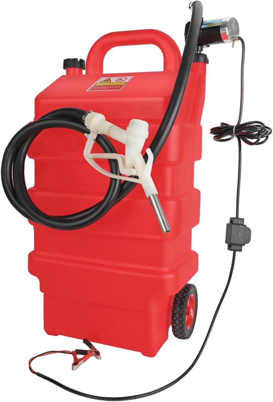 16 Gallon 3.7GPM Portable Fuel Tank 60L With Electric transfer pump 12V Red