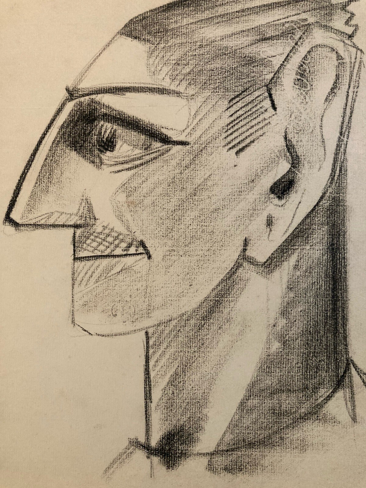 Drawing Pencil Paper Man Cubist Cubism Portrait Antique 1956 to Identify Art