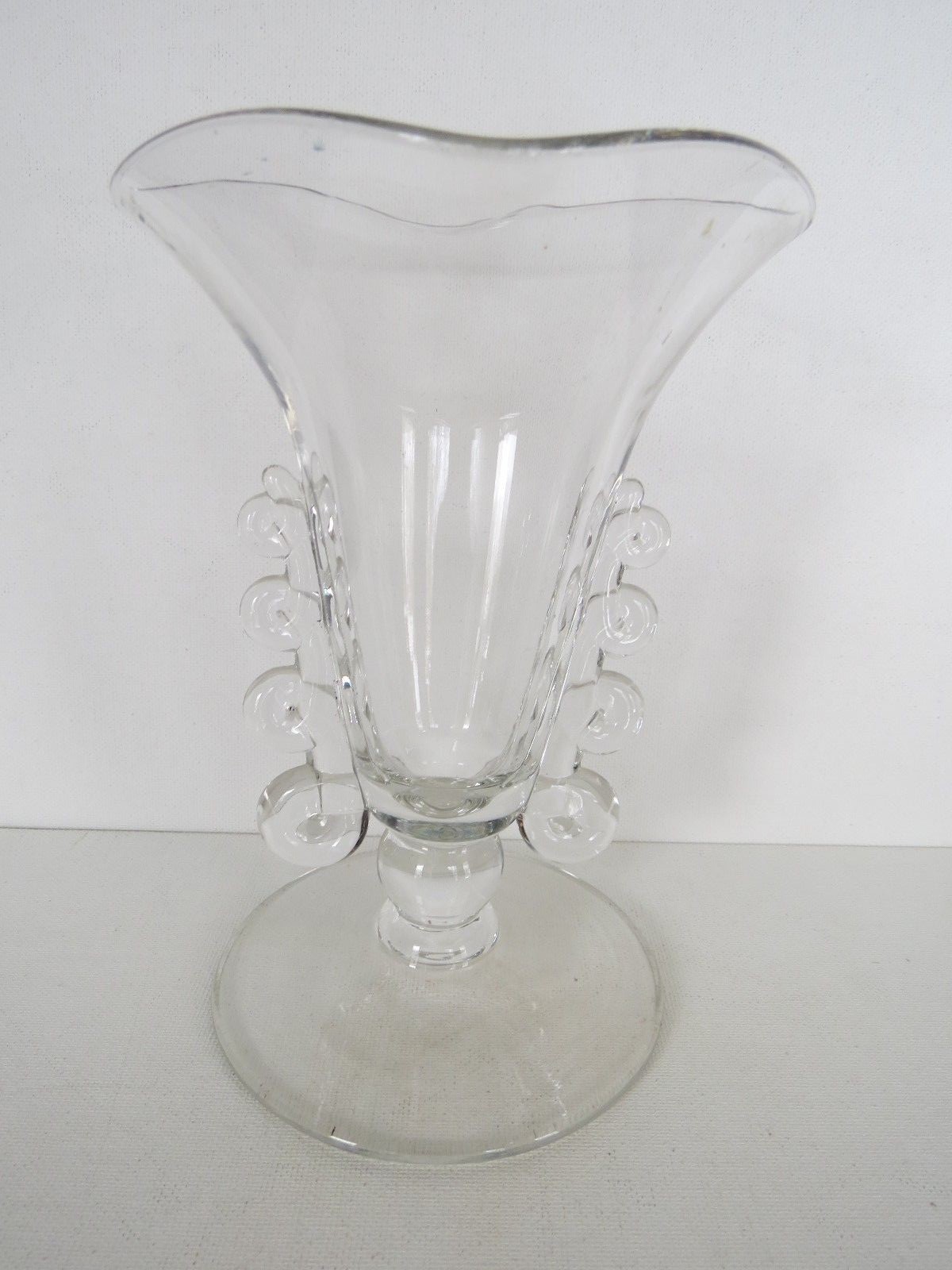 Vtg Clear Glass BLOWN MOLDED vase~ 7"