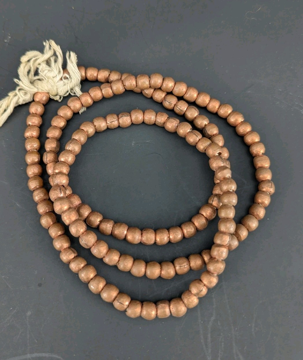 8mm - Copper Trade Bead Strand Ethiopia Vintage - Nicely Crafted - 34" long 