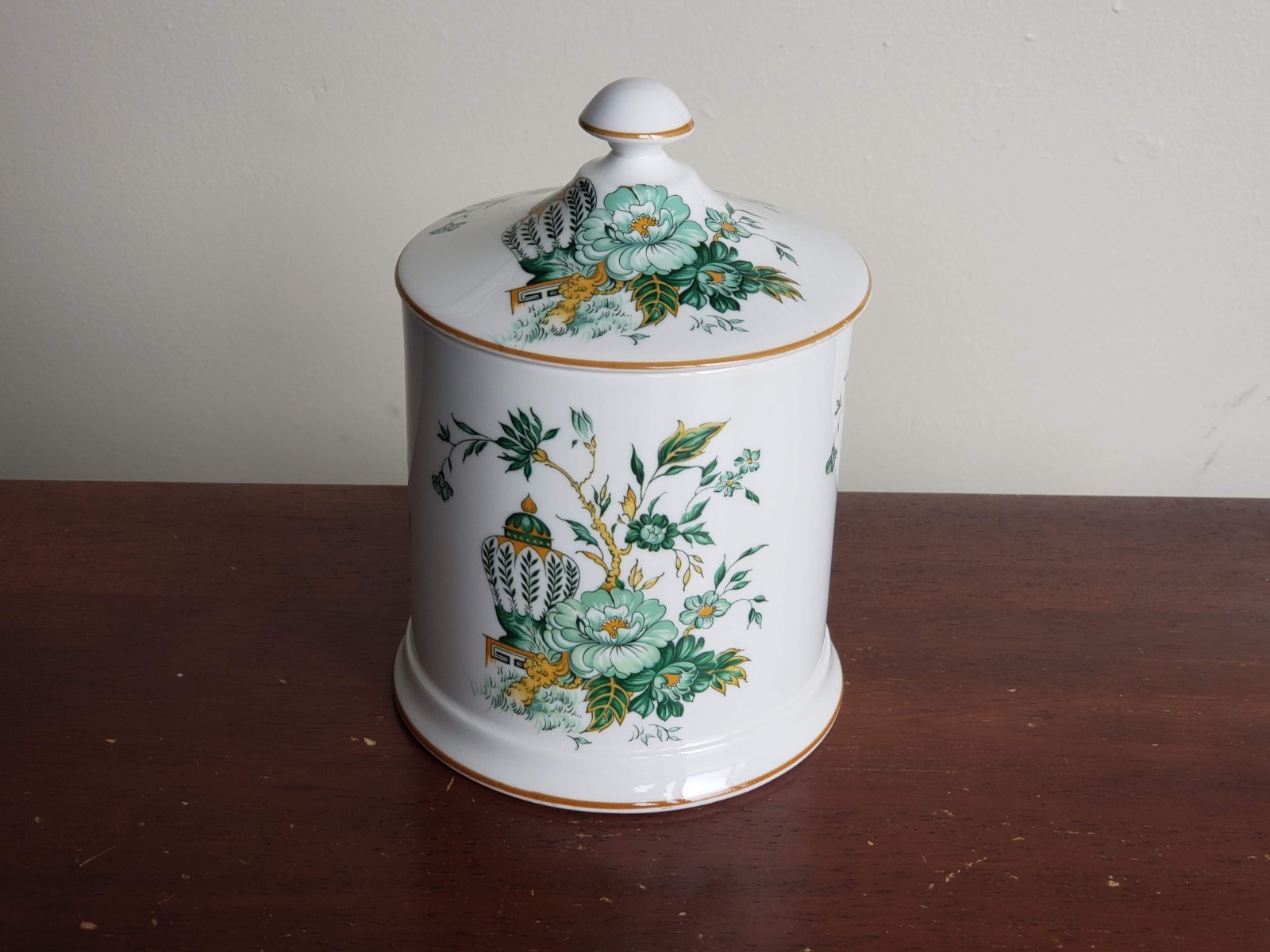 Crown Staffordshire Kowloon Rare Tea Canister & Lid - Fine Bone China - England