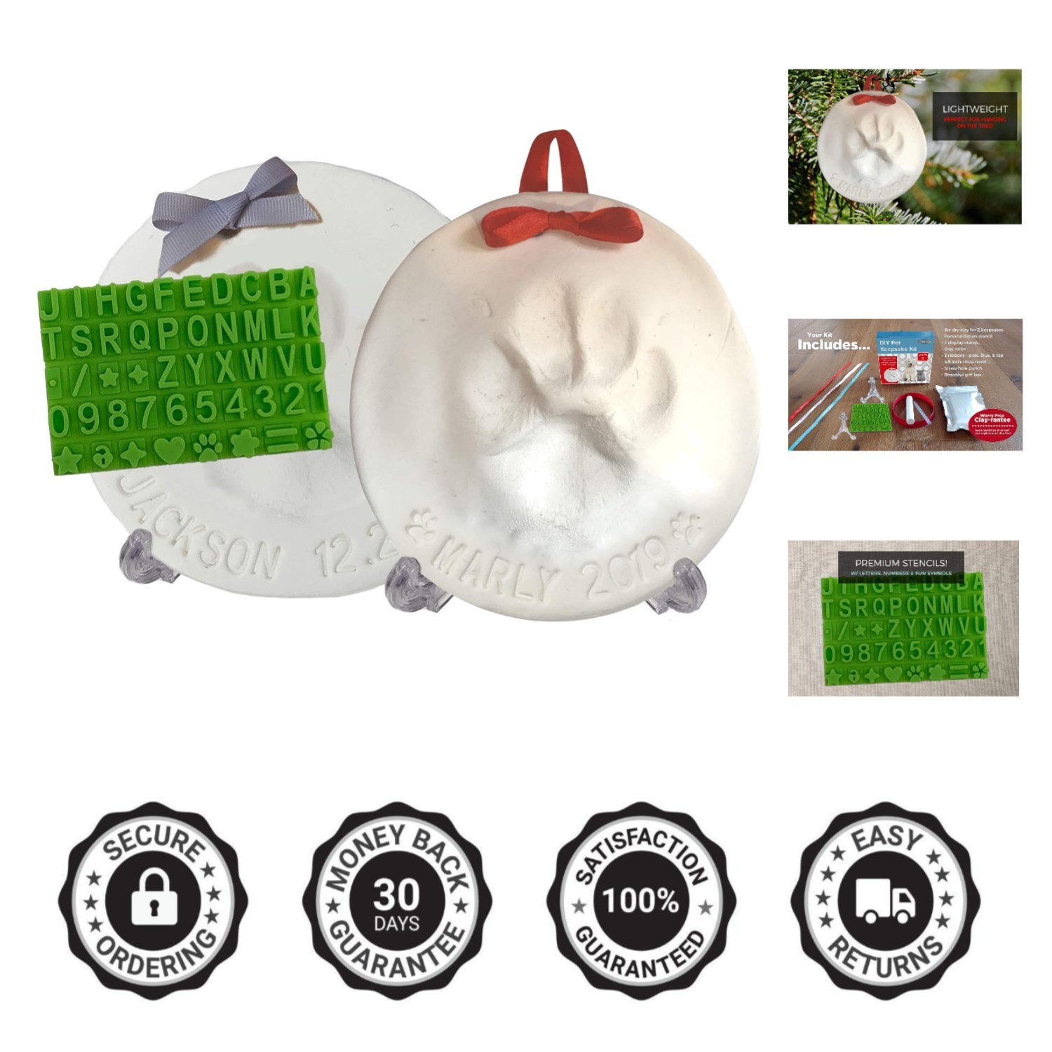 Ultimate Pawprint Keepsake Kit Makes 2 - Paw Print Christmas Ornament w/ Bonu...