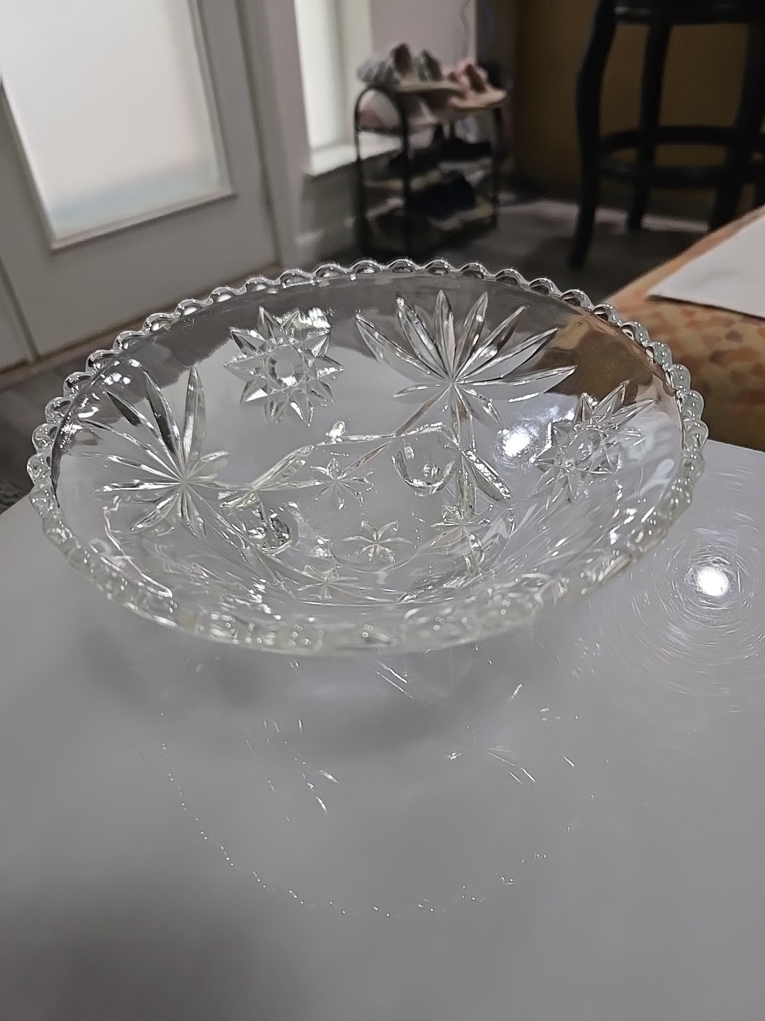 Anchor Hocking 7 Inch Footed Bowl.