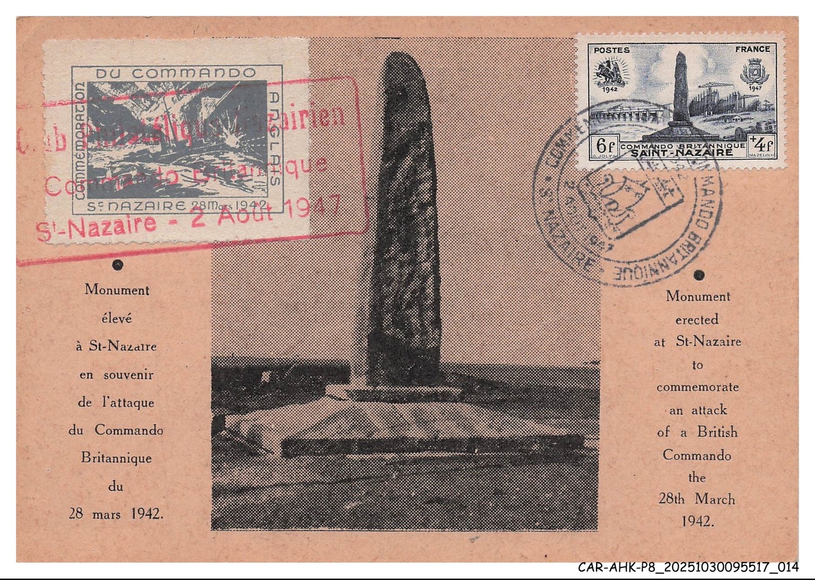CAR-AHKP8-0423-MAXIMUM CARDS - SAINT-NAZAIRE - Elevated Monument - Military
