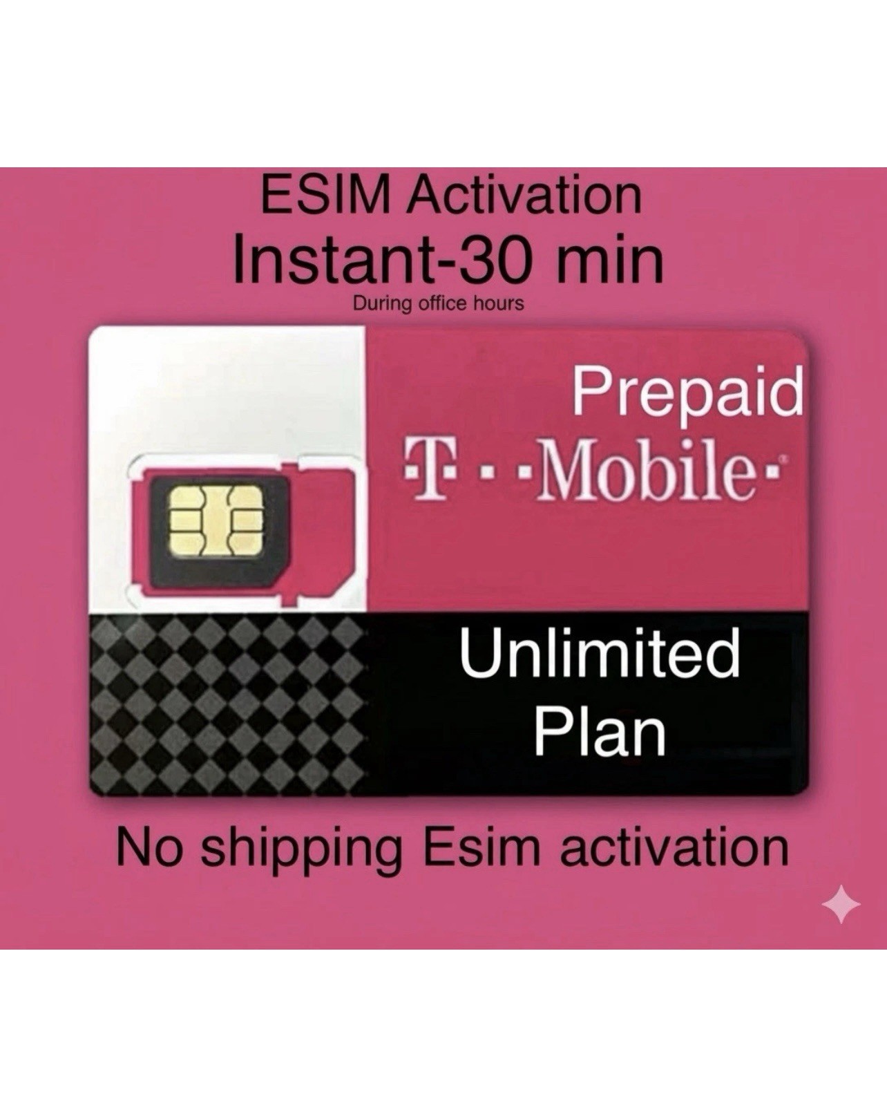 90 days Prepaid $15 plan Unlimited Talk,T 5GB eSIM activation 4 USA  no sim card