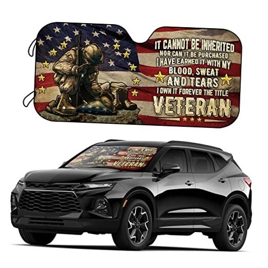 American Camouflage Flag Car Windshield Sunshade - We Owe Them All - 57 x 27 