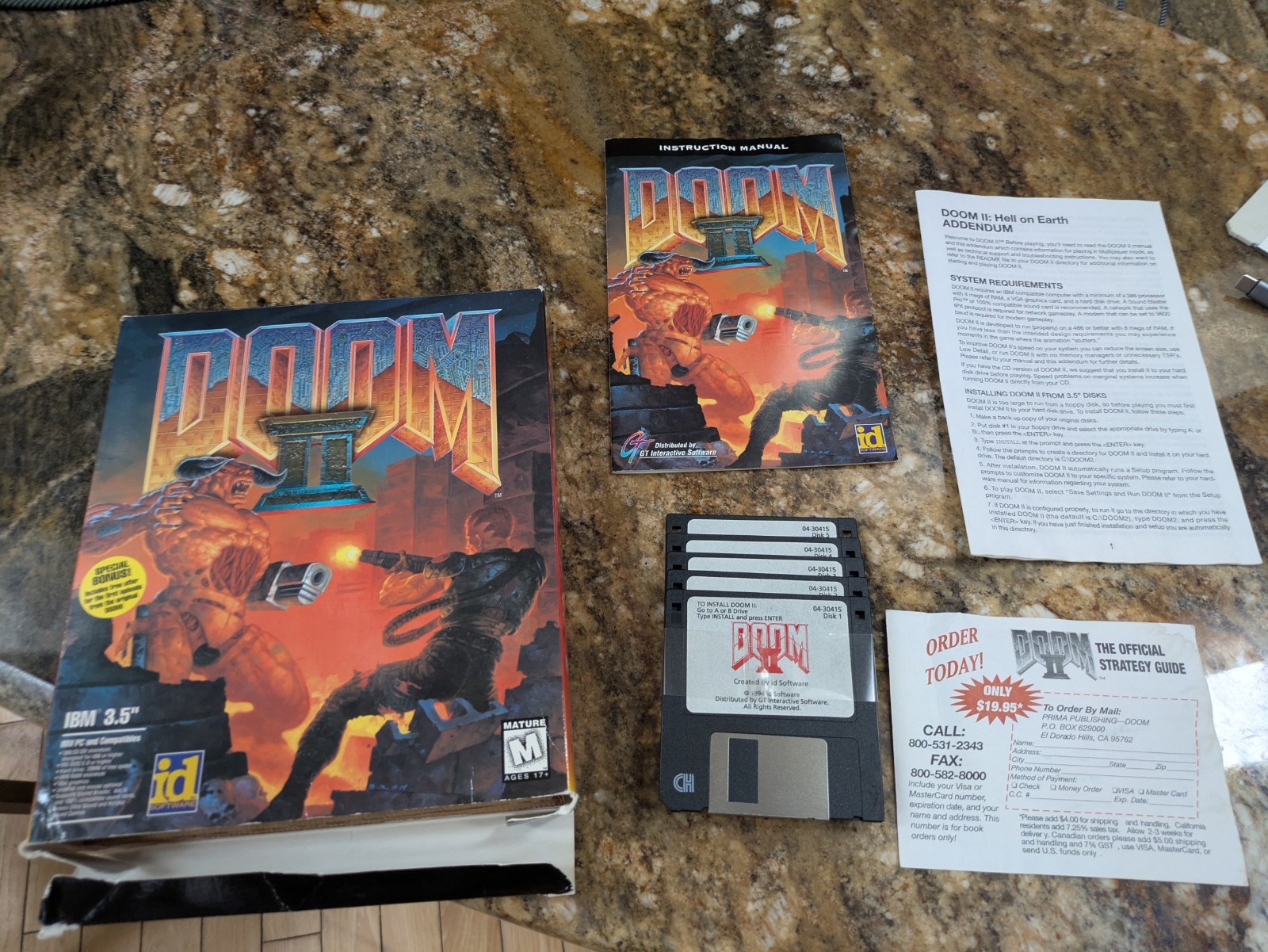 Doom II 2 ID Software PC Big Box Game 1994 IBM 3.5" Floppy Disk! Complete 