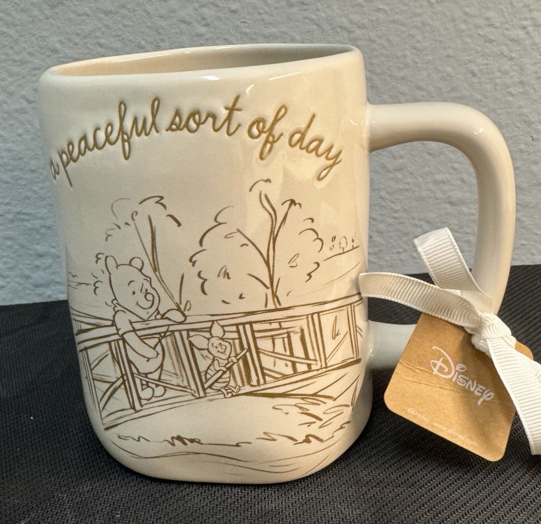 NWT Rae Dunn Magenta Disney Winnie the Pooh "a peaceful sort of day"  cup mugs