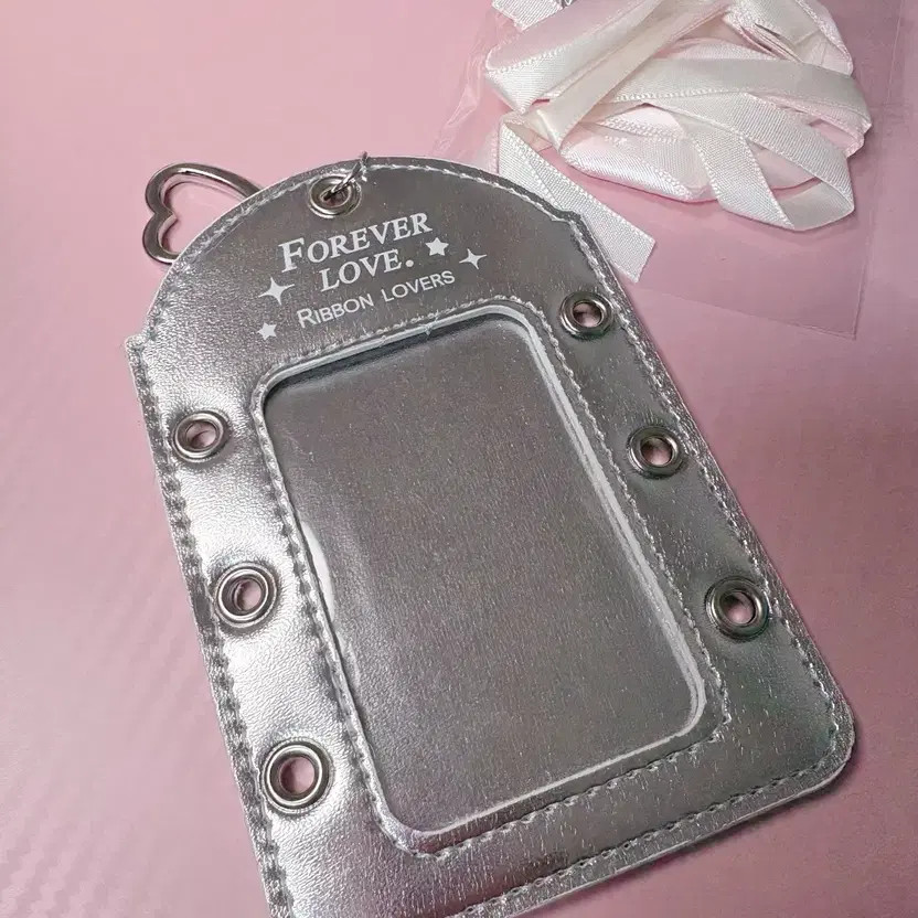 Y2K Ribbon Balletcore Love Silver Card Holder