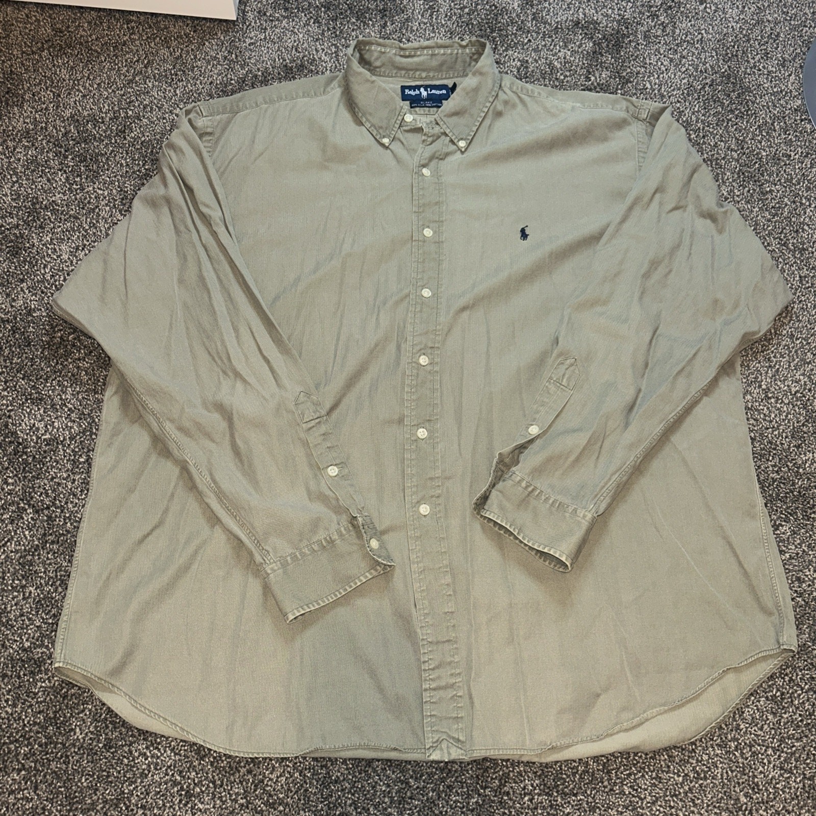 Ralph Lauren Men's Blake Long Sleeve Button Front Shirt Light Khaki Tan Xxl
