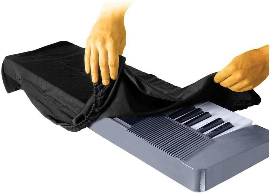 OnStage Keyboard Dust Cover Fits for 61/76/88-Key with Drawstring Storage, Black