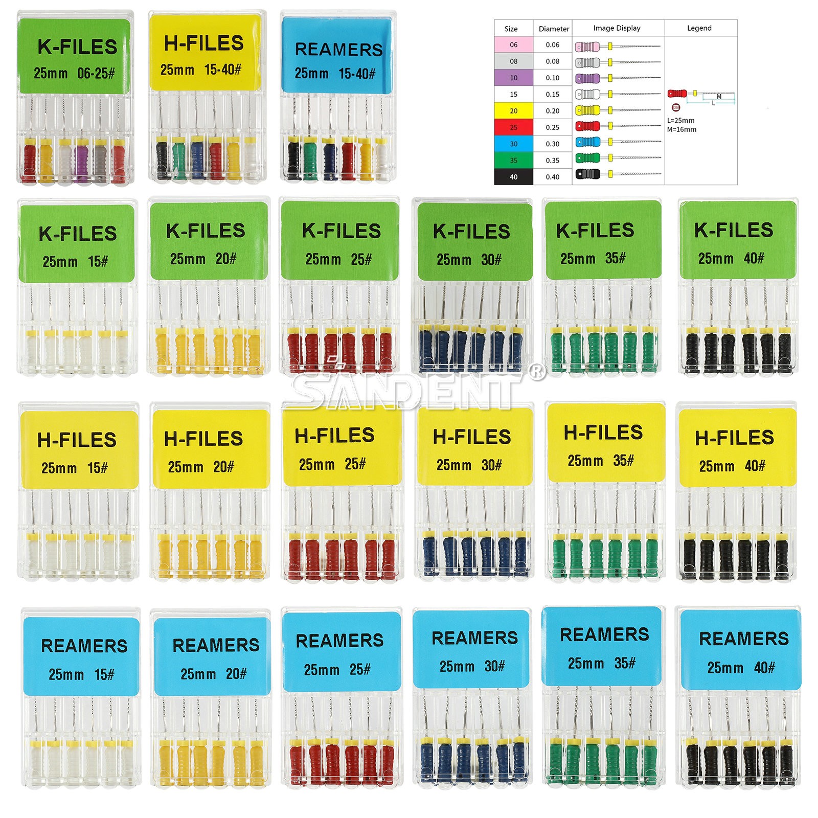 10Pack Dental Files Hand Use 25mm File Endodontic Stainless Steel Reamer15-40#
