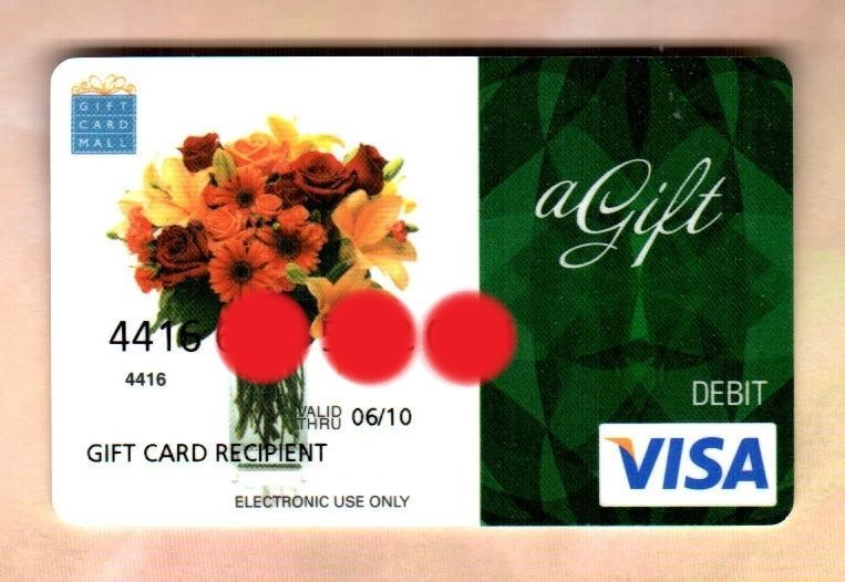 GIFT CARD MALL Vase of Colorful Flowers ( 2007 ) Gift / Debit Card ( $0 )