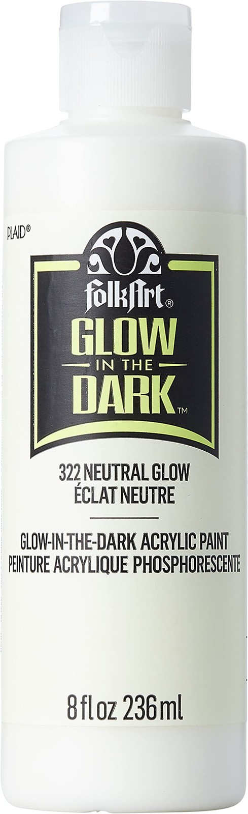 FolkArt glow in the dark Acrylic paint, 8 oz, Neutral 8 Fl Oz