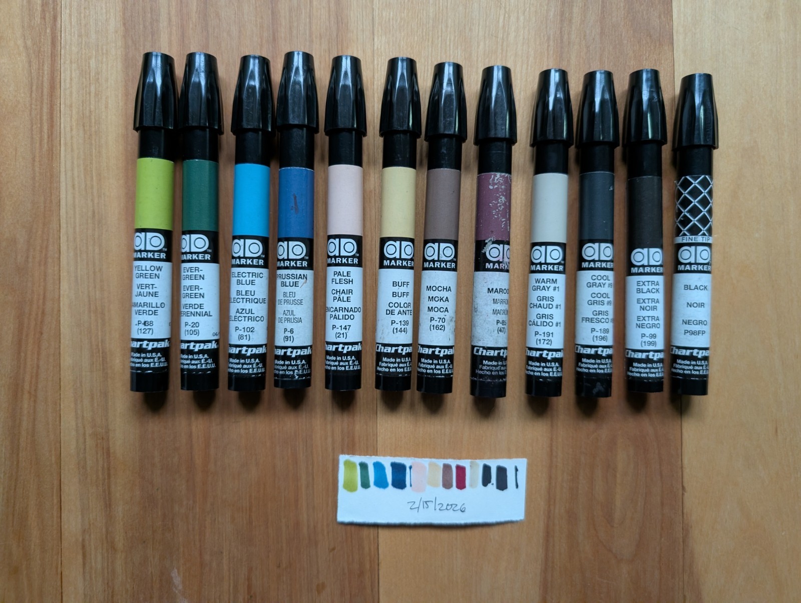 Chartpak AD Markers  Mixed Colors - 12 Count